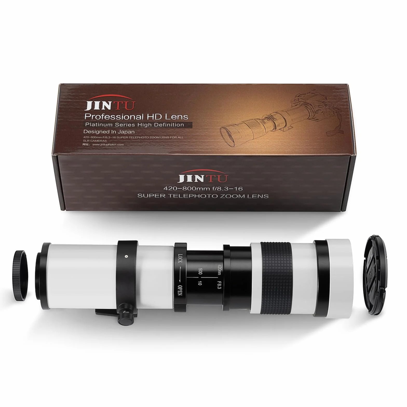 JINTU Téléobjectif 420-800mm EF Objectif Zoom Manuel pour Canon SLR Nikon