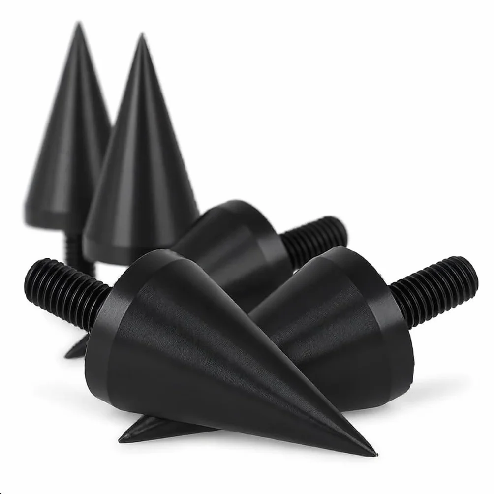 PrecisionGeek Aluminium anodisé Noir M10 Haut-Parleur Pointes de Découplage/Cônes - Lot de 4