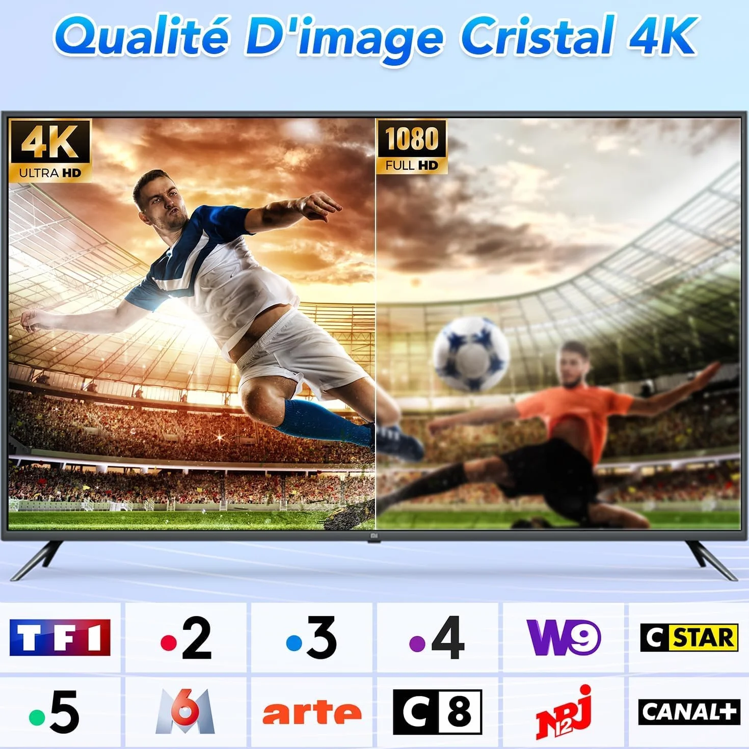 Antenne TV intérieur, Antenne TV Intérieur Puissante TNT HD 2026, Antennes TNT Intérieur Amplifiée pour Téléviseur Intelligent, Compatible DVB-T2 4K 1080P pour Chaînes Locales Gratuites (Rouge)