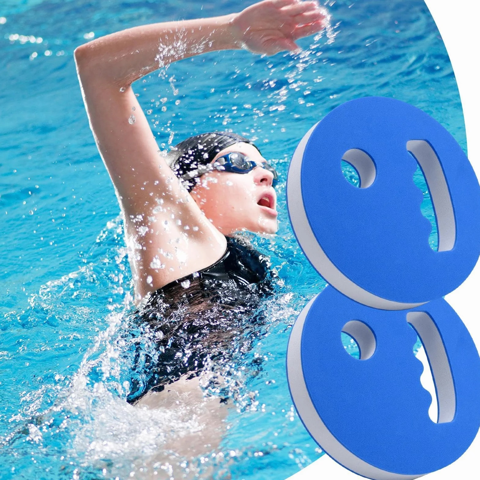 Disques manuels d'Aquagym lot de 2 résistance à poignée manuelle équipement d'exercice piscine