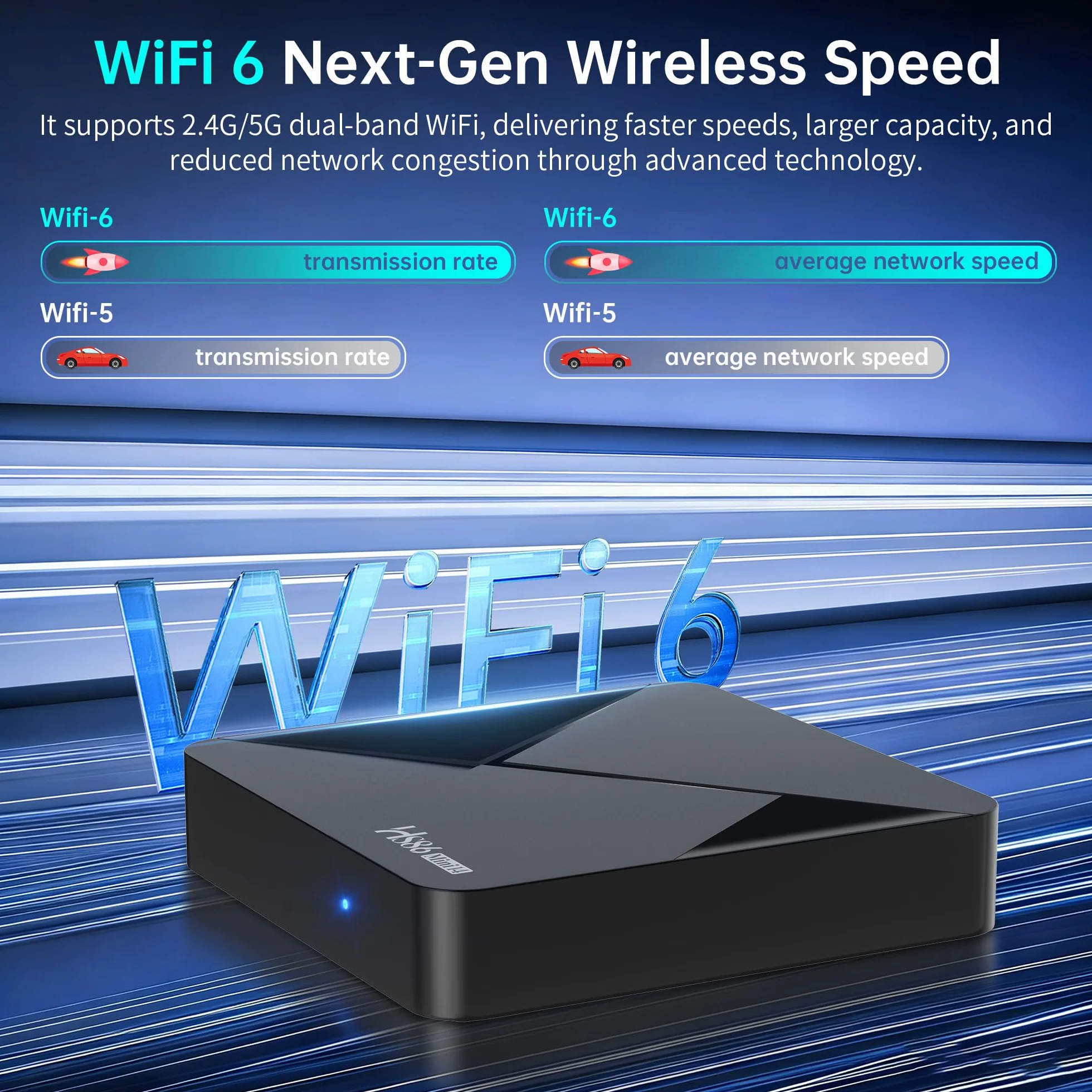 Boitier Android 14.0 TV Box, TV Box Android with RK3518 Quad-Core 32bit Cortex-A53 Chip Mali 450 MP2 GPU Support 2G RAM 16G ROM Ethernet 10/100M 2.4G /5G Dual-Band WiFi HD 4K BT V5.4 Smart TV Box