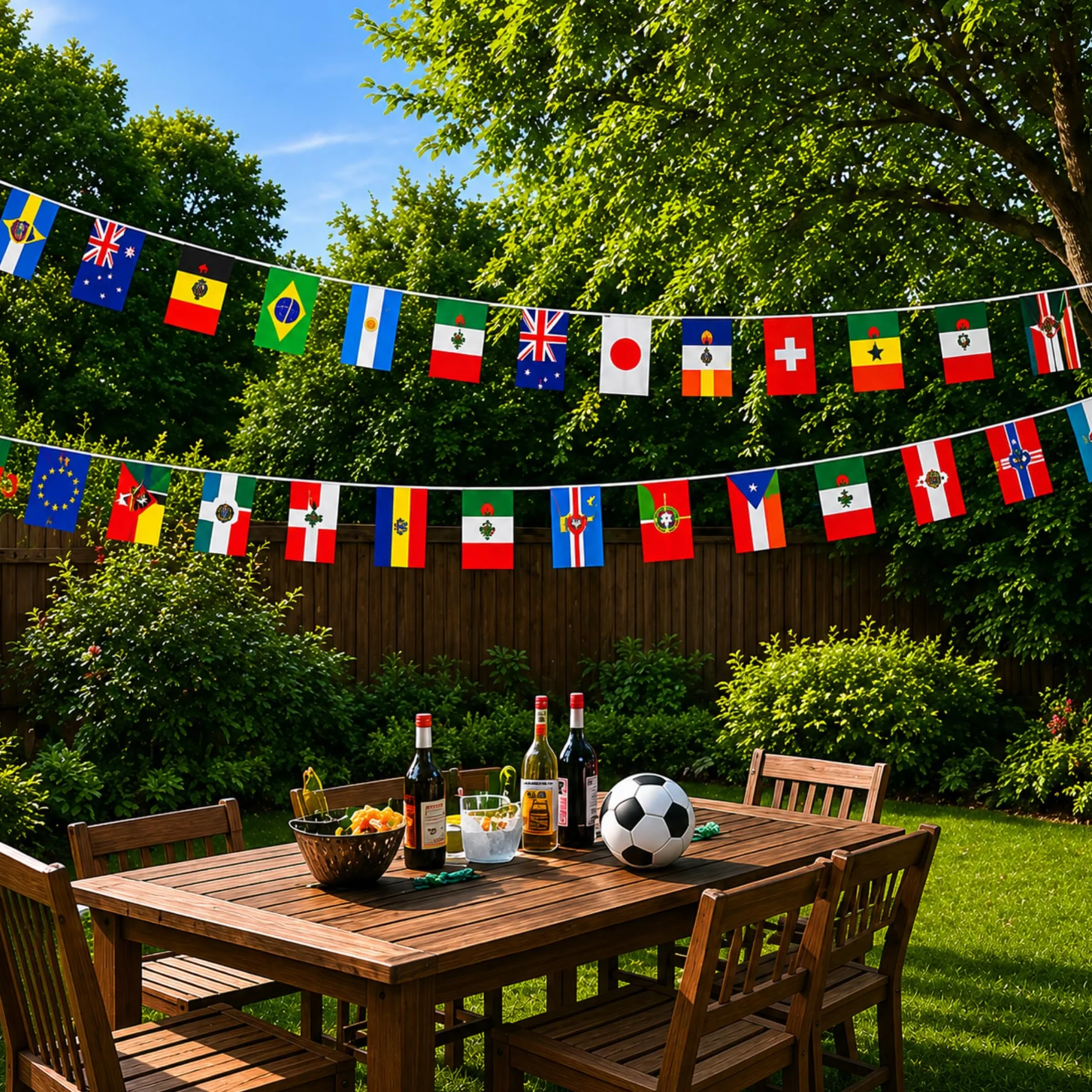 Guirlande Drapeaux Coupe du Monde Football 2026 15m 48 Drapeaux Pays 21x14cm Décoration Supporter