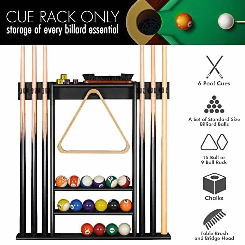 Support mural pour queues de billard 6 bâtons + balles, bois de bambou, accessoires de billard compact