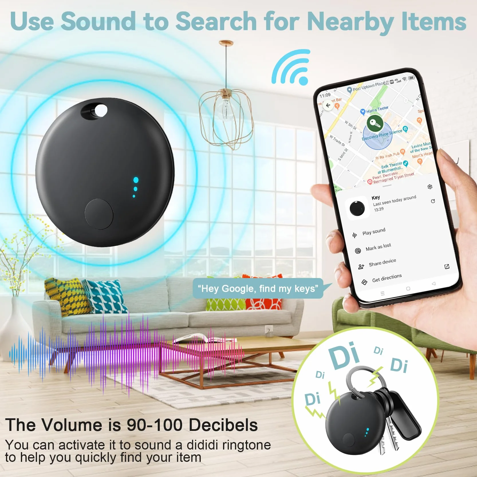 Air Tracker Android, 4 Traceur Localisateur D’Objets Bluetooth, Smart Tracker Tag Fonctionne avec l’app Google Localiser (Uniquement Android), Smart Traceur Tag pour clés, Bagages