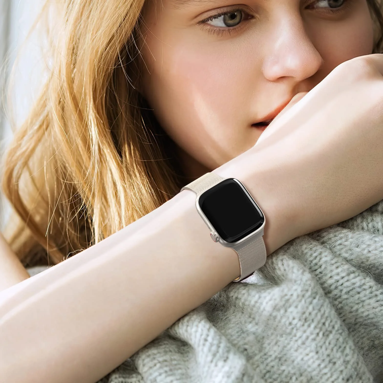 Higgs Métal Bracelet Compatible avec Bracelets Apple Watch 38mm 40mm 41mm 42mm 44mm 45mm 46mm 49mm Femme,Bracelet Double Magnétique pour iWatch Series 11 10 9 8 7 6 5 4 3 2 1 SE Ultra, Metal Milanais