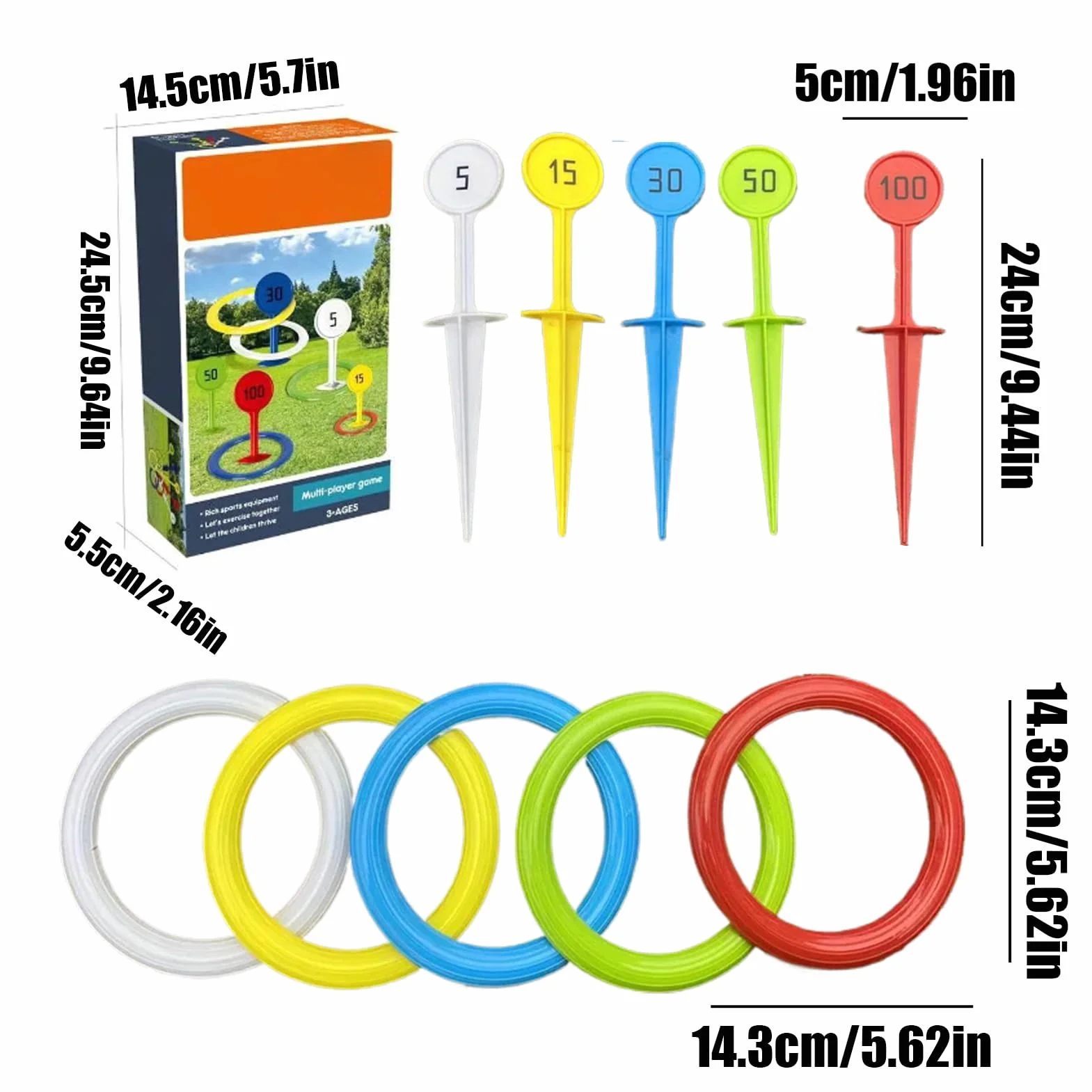 Jeu De Lancer D'anneaux pour Adultes - Jeux Extérieurs Colorés pour Jardin, Accessoire Sportif De Cour
