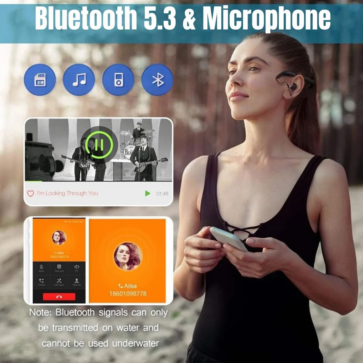 Tayogo Natation étanche mp3 Player Bluetooth Casque IPX8 sous-marin 8 Go Lecteur Musique Charge magnétique Silicone 10h