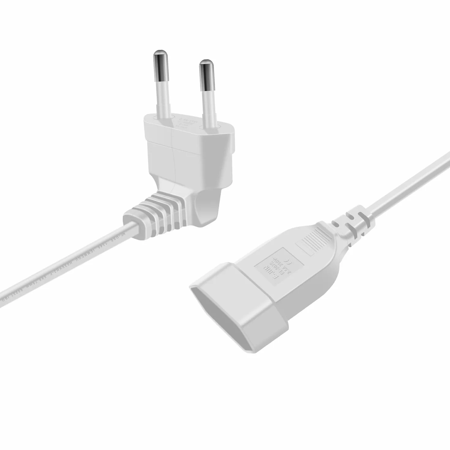 Rallonge d'alimentation Euro 2.5A 250V 625W Câble d'extension Blanc 0.3m