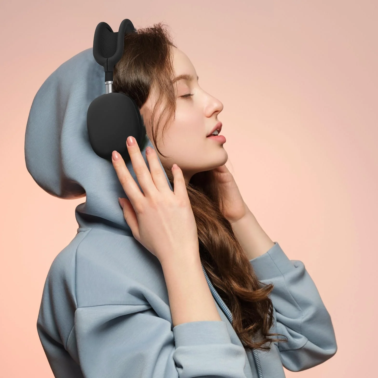 Ainiv Coque de Protection Compatible avec Airpods Max, Protège Les Ecouteurs Contre Les Rayures et Les Dommages, Coque de Protection en Silicone Souple Housse Accessoire pour AirPods Max Casque-Noir | Coussinets d'oreille et couvre-bandeau