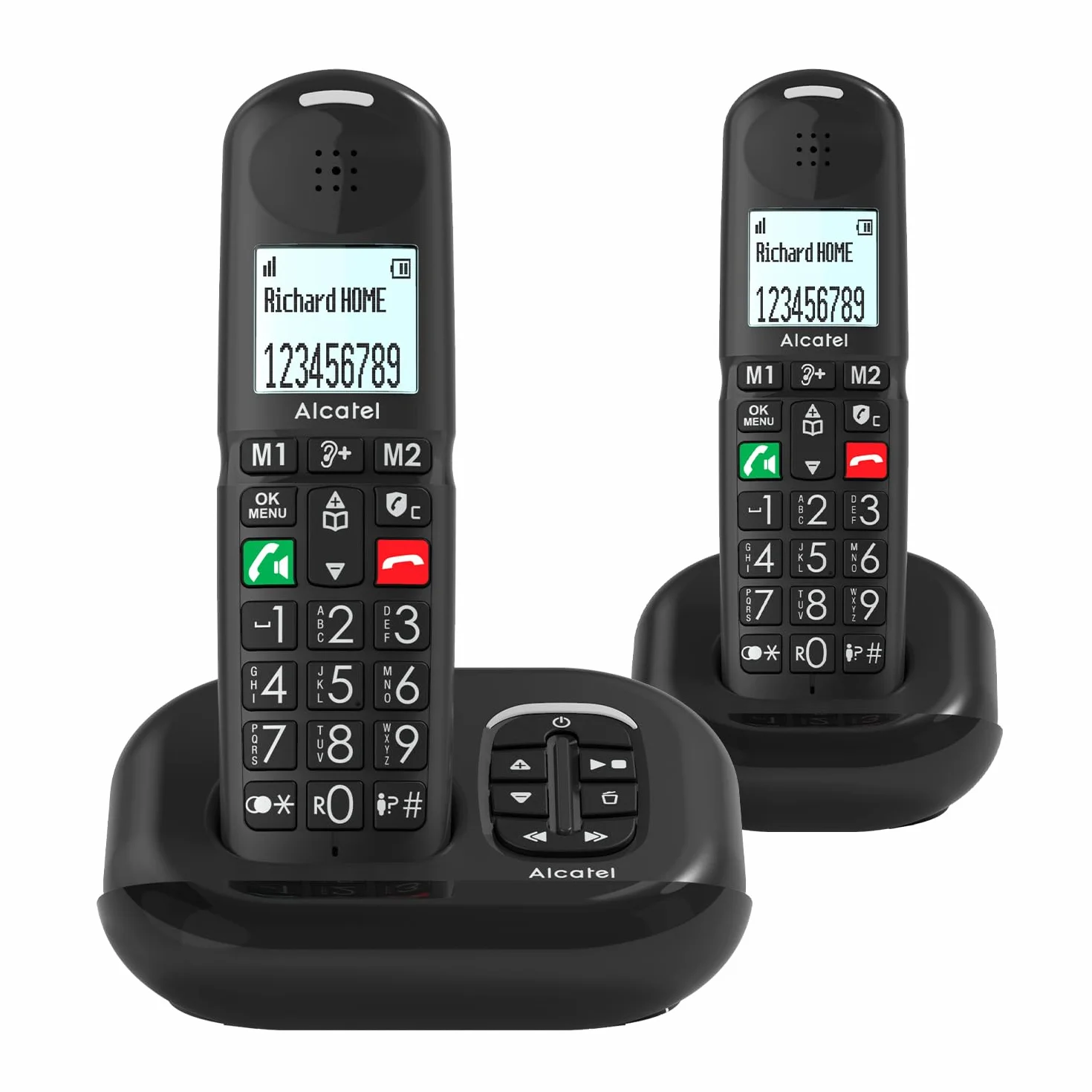 ALCATEL XL685 Voice Duo Téléphone Fixe sans Fil DECT Senior Format XL avec Répondeur, Grandes Touches, Noir