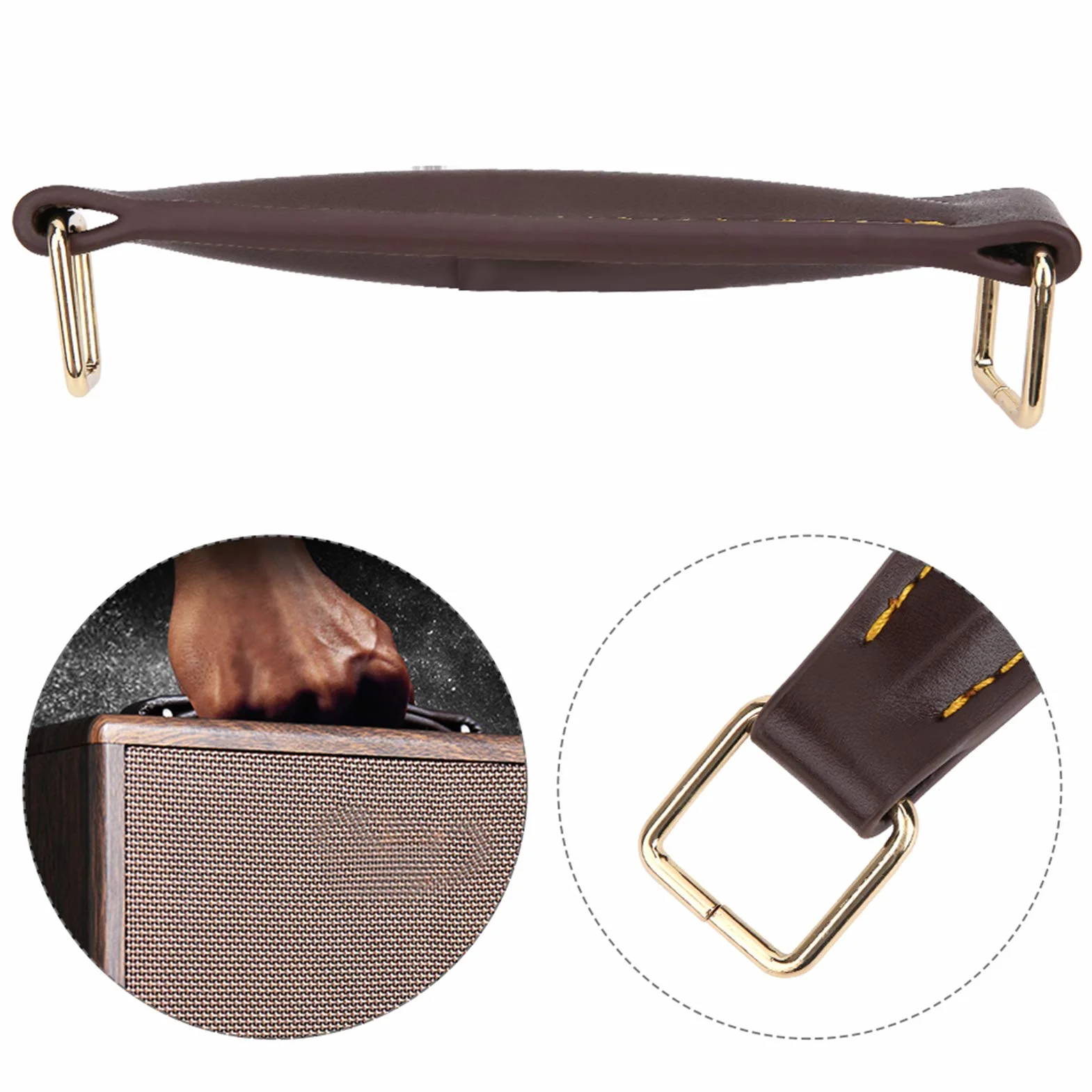 Poignée de haut-parleur de guitare en cuir PU, poignée d'amplificateur interne renforcée en acier pour haut-parleur de guitare (marron), haut-parleur