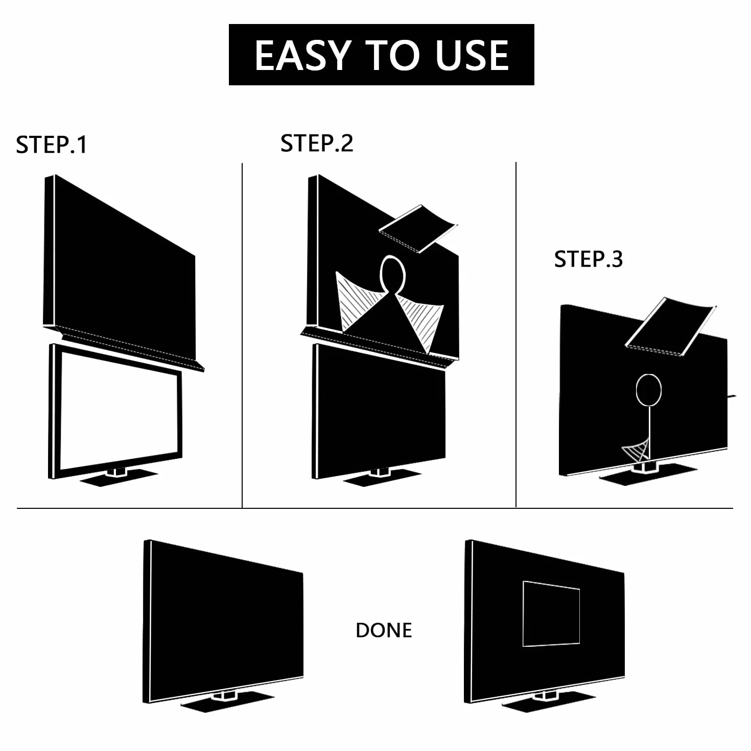 Housse TV extérieure 50"-52" 52 x 33 x 5 pouces Résistant aux intempéries Noir