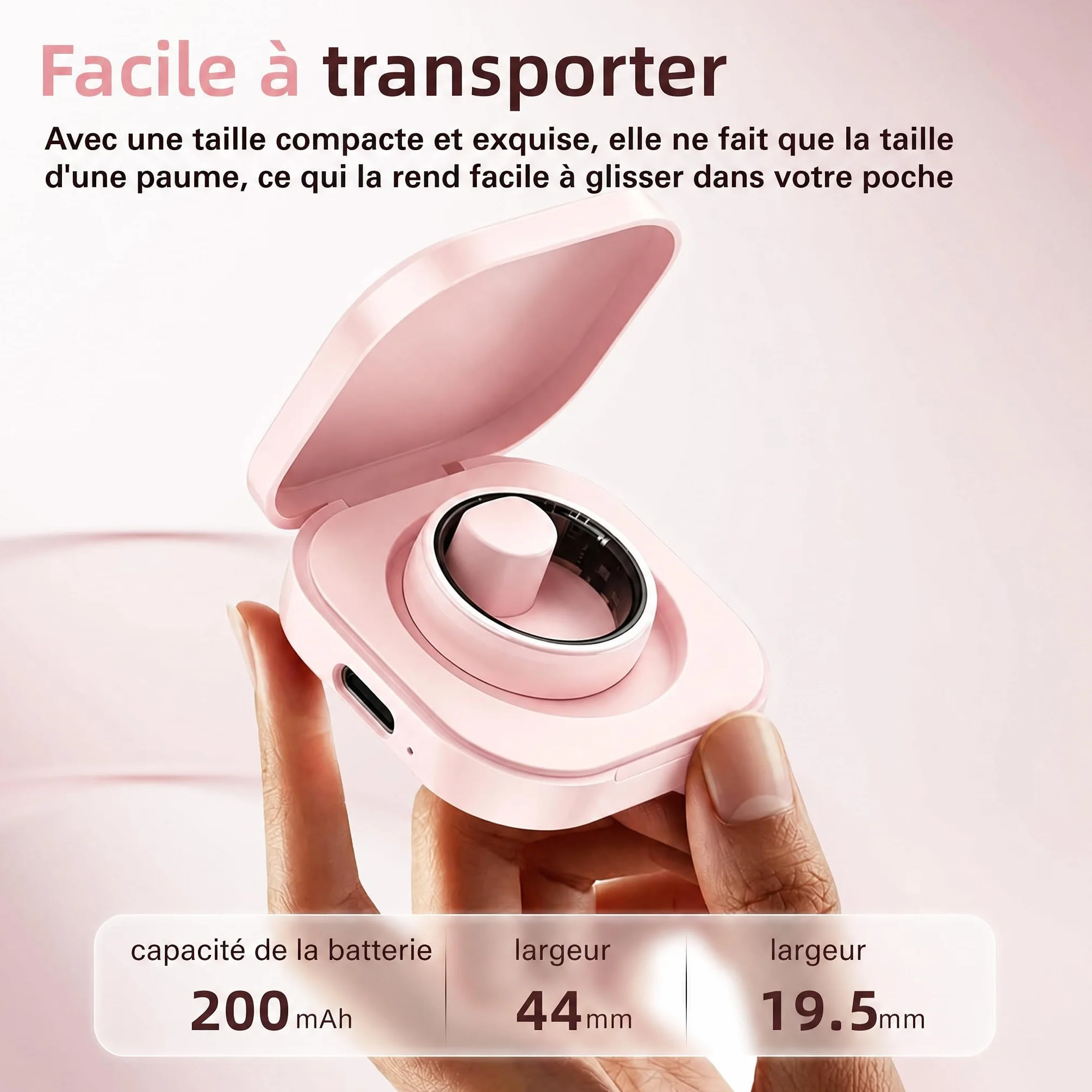 Bague Connectée Femme en Céramique – Suivi du Sommeil, Fréquence Cardiaque, Multi-Sports, Étanche 5ATM