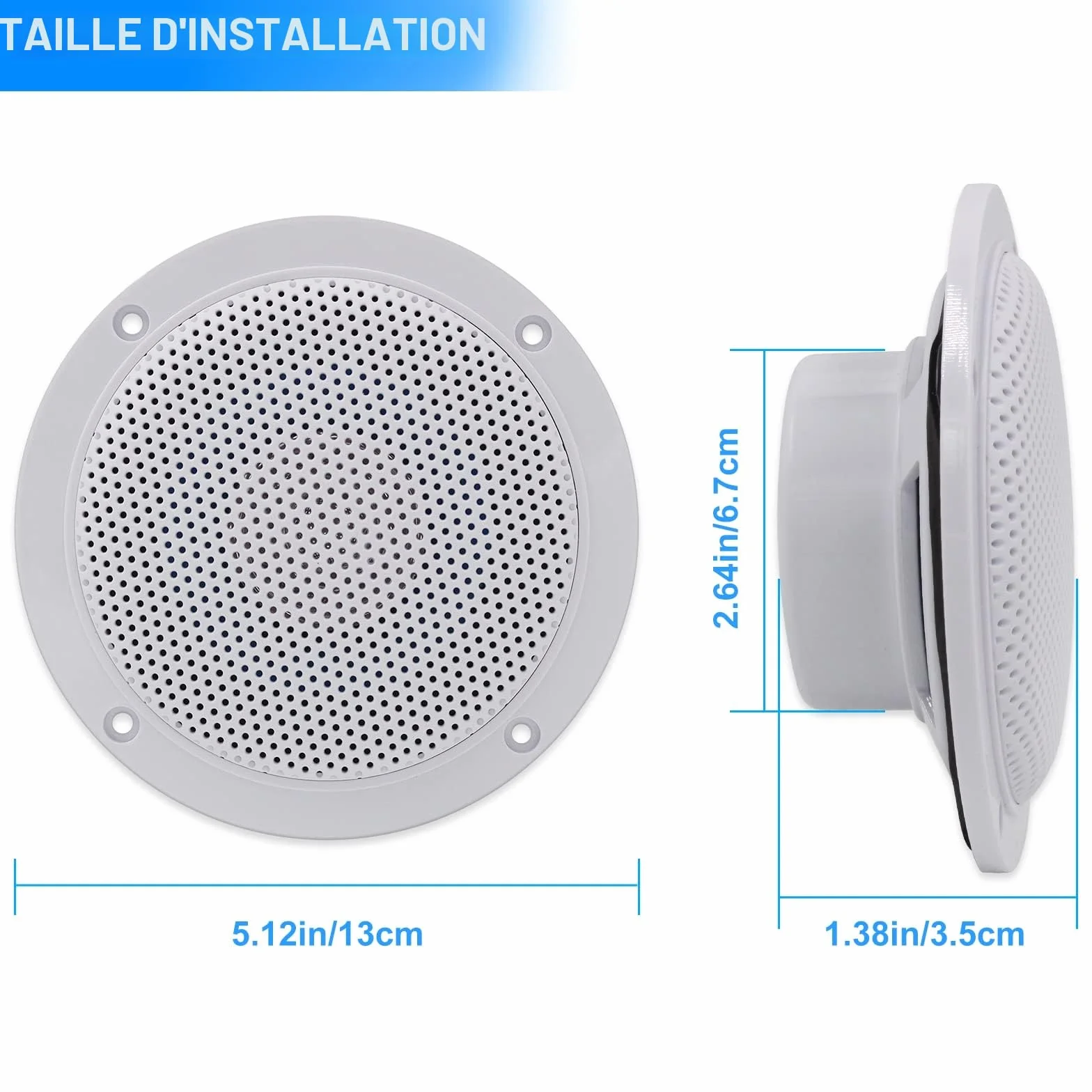 Herdio Kit de Haut-Parleur de Plafond Bluetooth Étanche