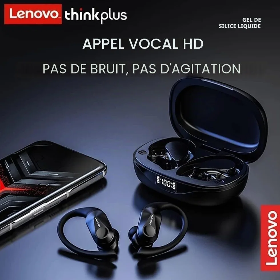 Lenovo LivePods LP75 Oreillettes Bluetooth 5.3 Sport Gym/Running Crochet d'oreille