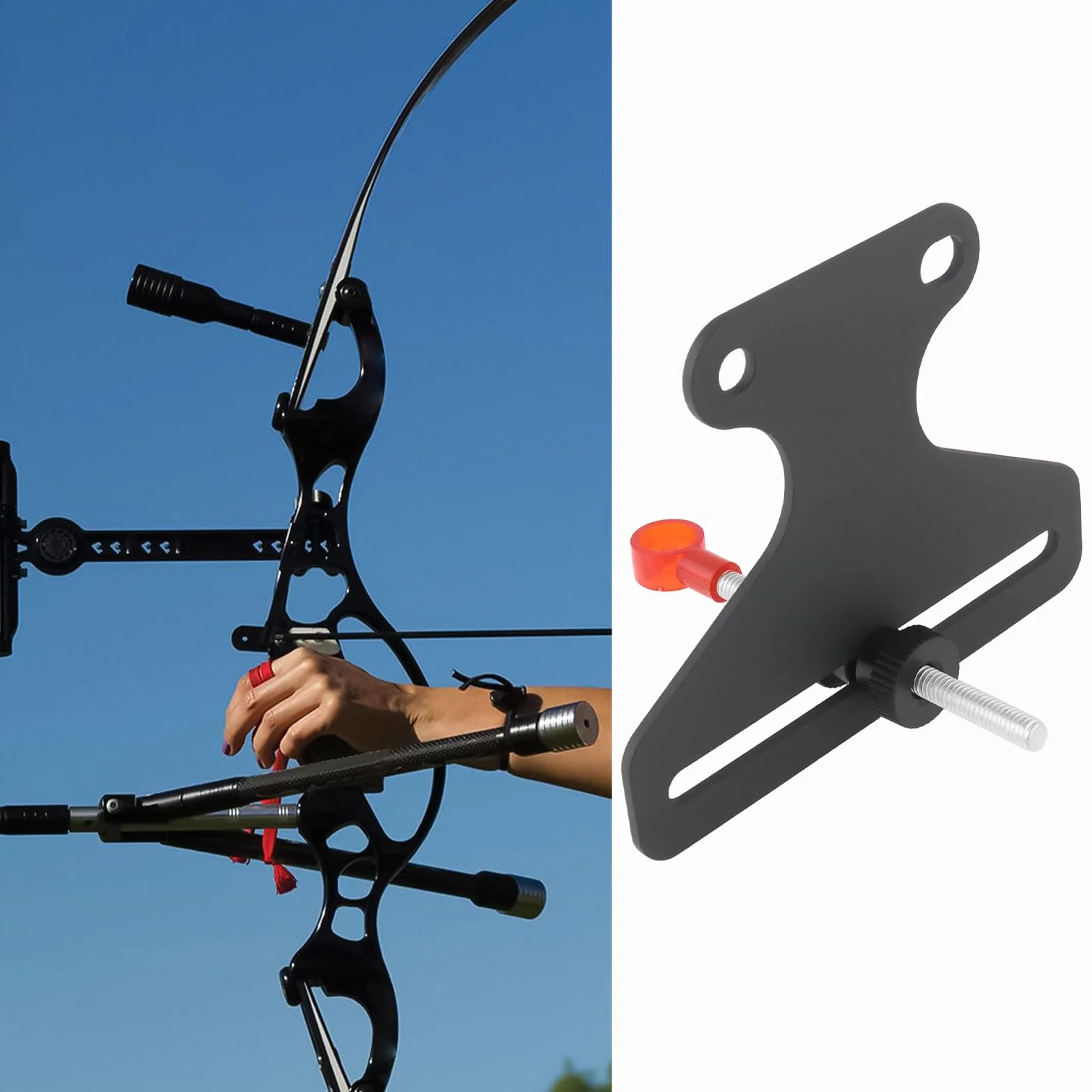 ECSiNG Viseur d'arc Anti-Flexion Métal Aiguille Unique Forme T Accessoire Tir à l'arc Noir