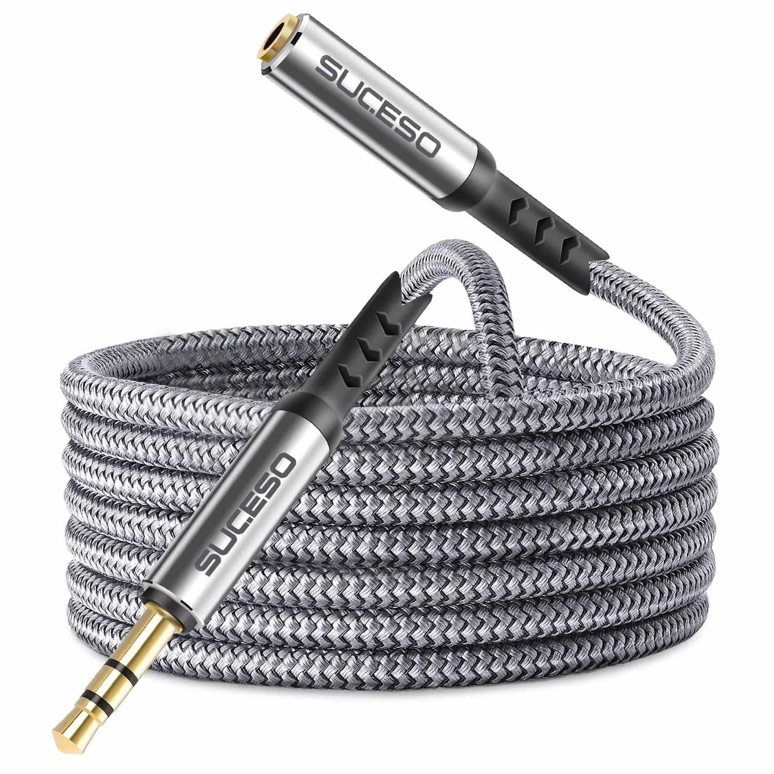 Cable Rallonge Jack Audio 5M en Nylon Tressé Stéréo 3,5mm Mâle vers Femelle pour Casque Haut-parleurs Tablettes Ampli Voiture iPhone iPad Lecteur MP3 PS4 PC