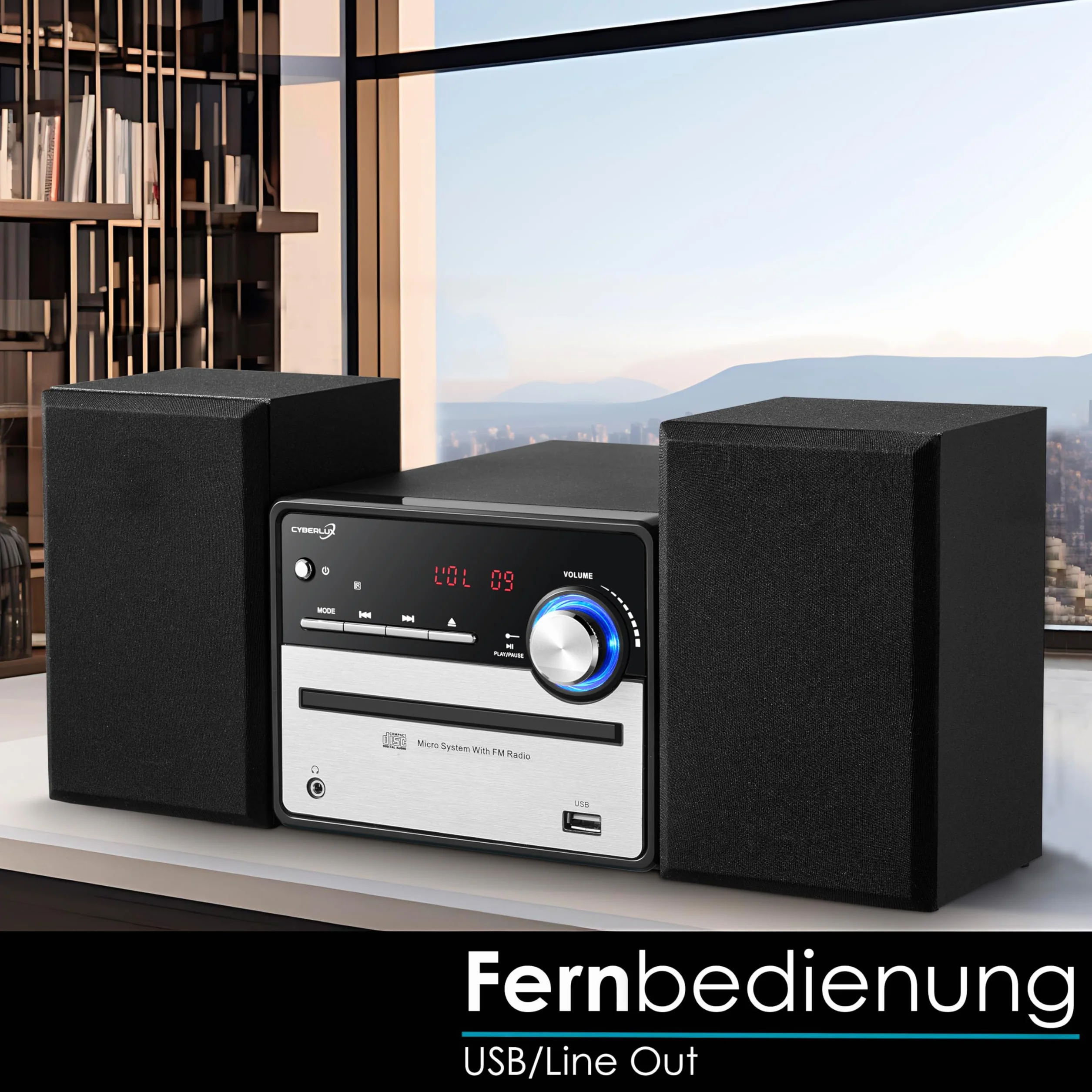 Mini chaîne HiFi rétro avec radio FM, CD/MP3, USB et sortie ligne