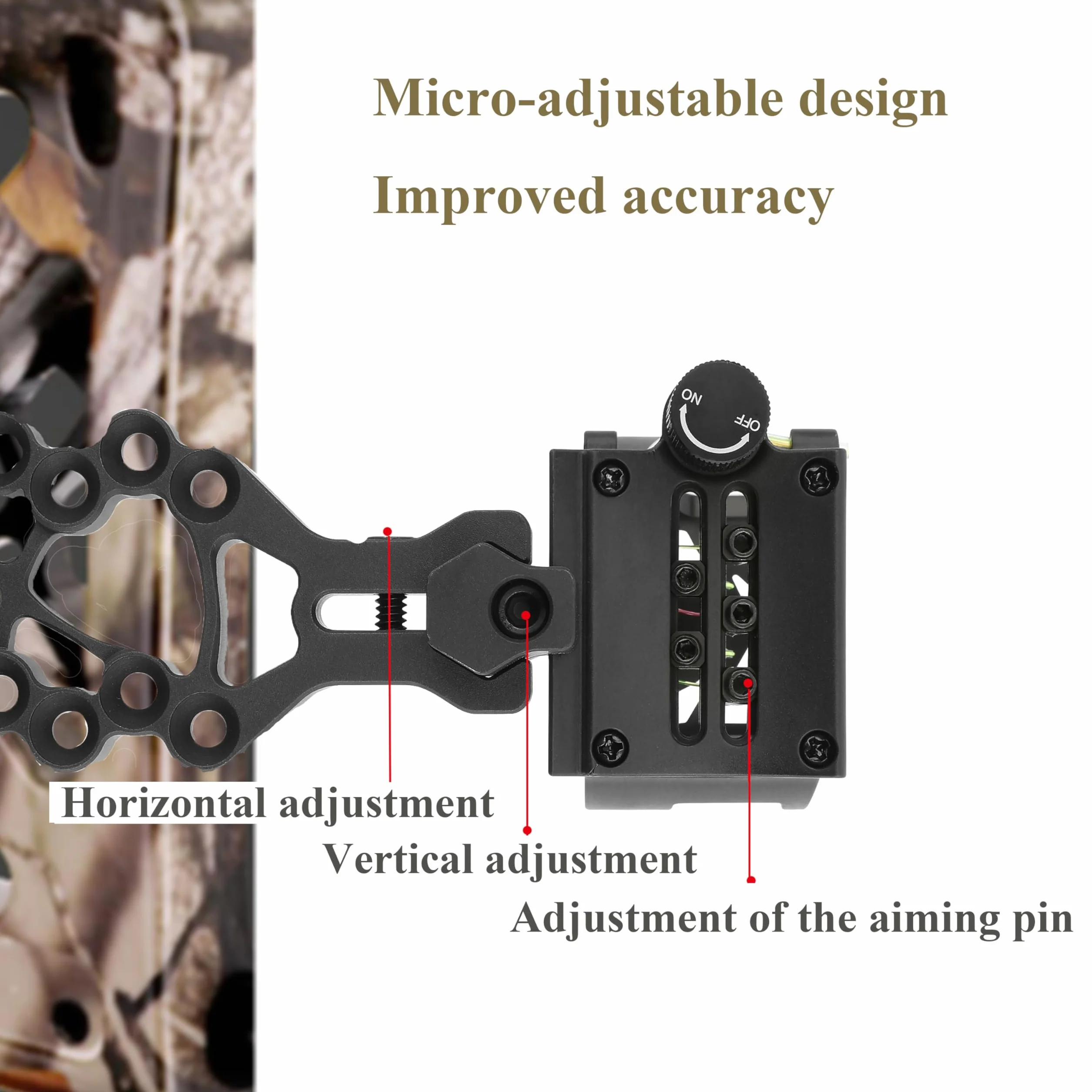 Viseur d'arc à poulies 5 Pin en alliage d'aluminium réglable pour chasse et tir ciblage