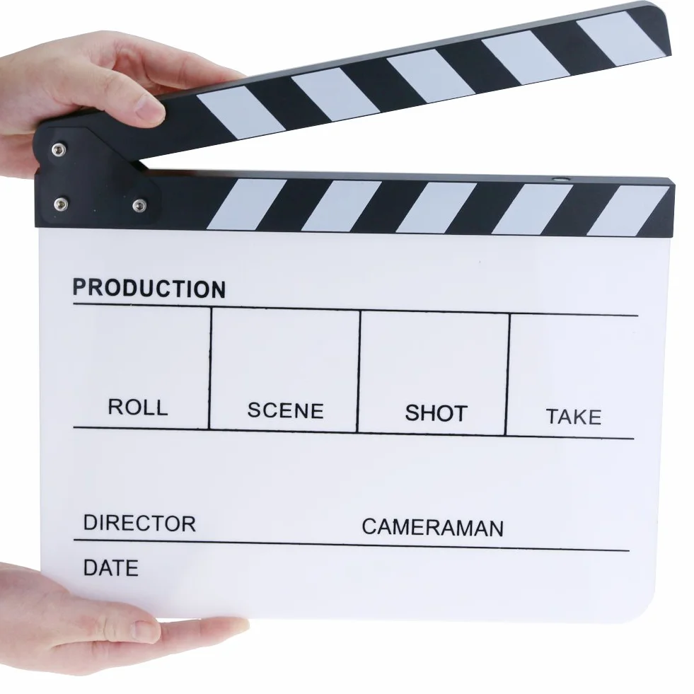 Hilitchi Plastique Acrylique Ardoise 25 x 30 cm/10 x 12 Dry Erase de réalisateur film de plan de Cut Action Scène Clap Ardoise avec Blanc/noir clés par Hilitchi