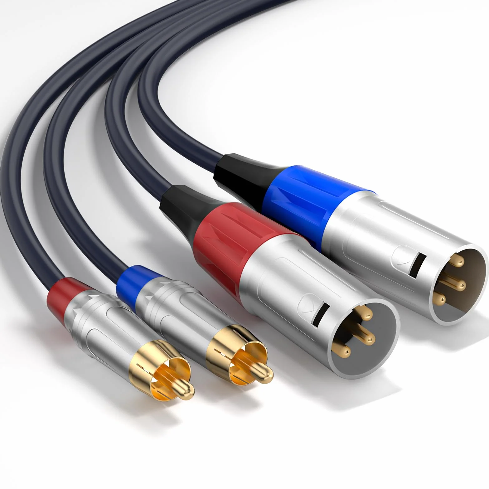 Tisino Câble double RCA vers XLR, 2 RCA vers 2 XLR mâles HiFi stéréo connexion microphone câble câble de chemin - 1 m
