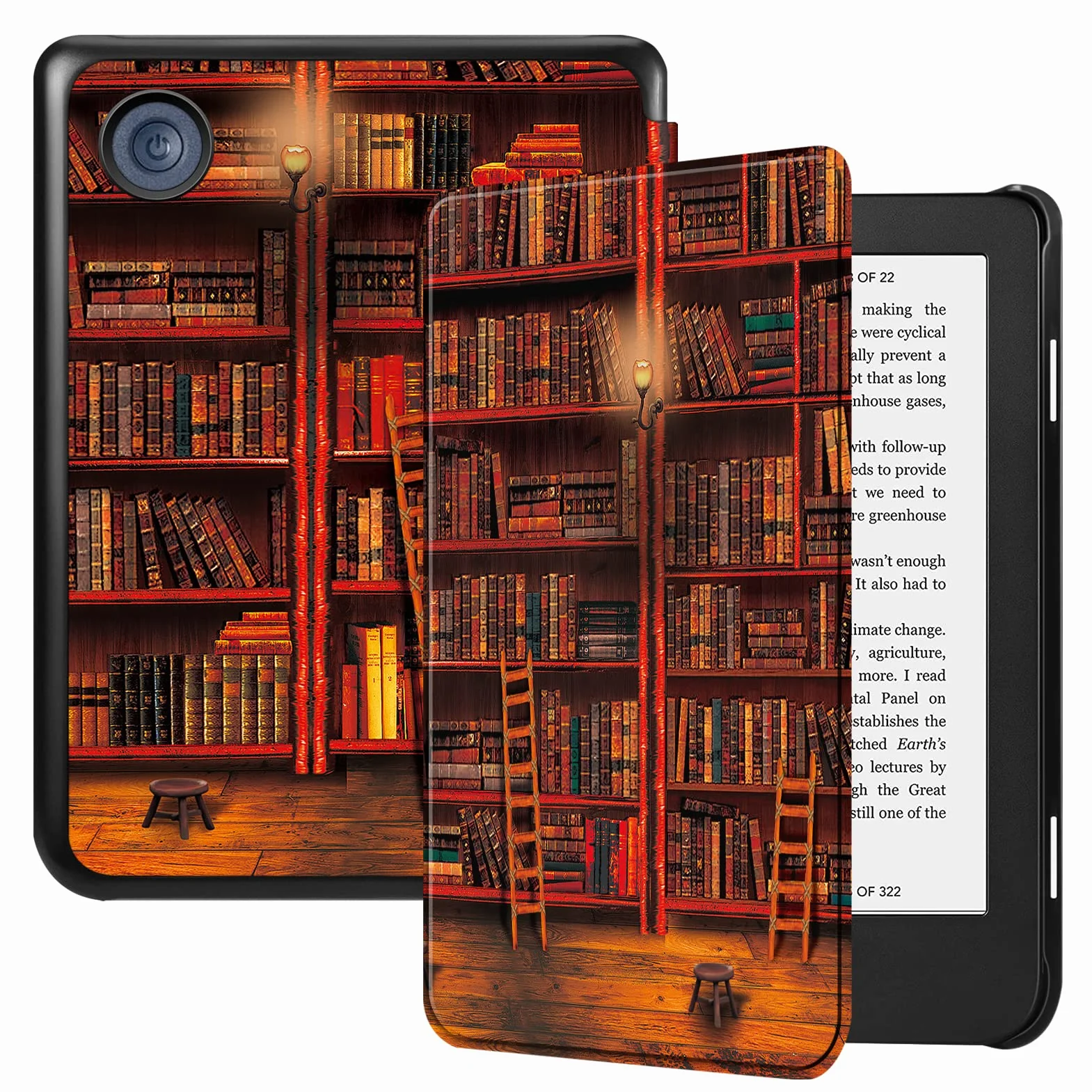 FINTIE Étui Compatible avec 6” Kobo Clara Colour/BW 2024 et Kobo Clara 2E 2022 - Housse Fine et Légère Coque Fermeture Magnétique, Bibliothèque
