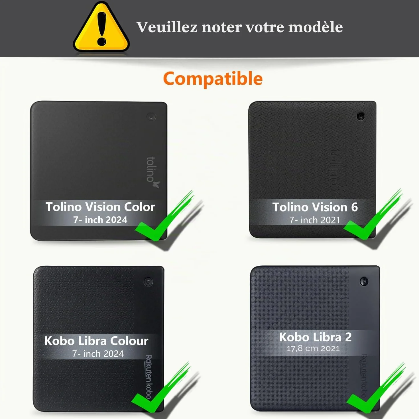 Étui Housse Coque pour Kobo Libra Colour (2024) / Kobo Libra 2 (2021) 7" eReader, Case avec Fonction de Veille/réveil Automatique et Fermeture magnétique,Noir