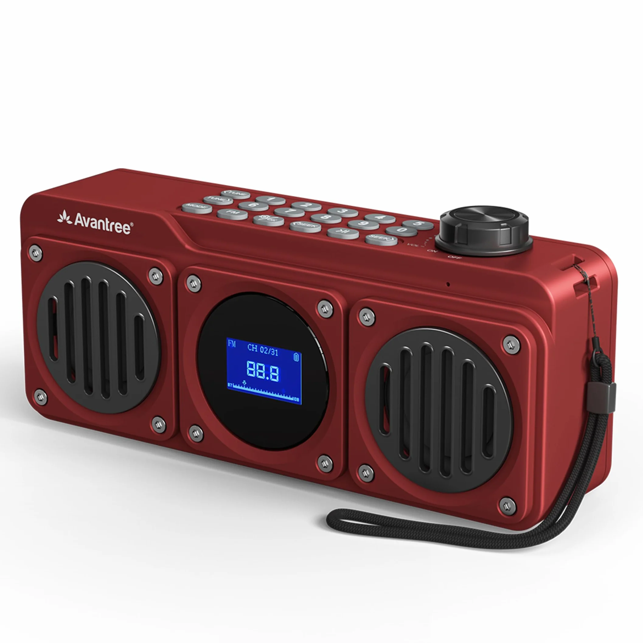 Avantree Boombyte Radio FM Portable Bluetooth Enceinte 14W Son Stéréo Rechargeable Lecteur MP3 Rouge