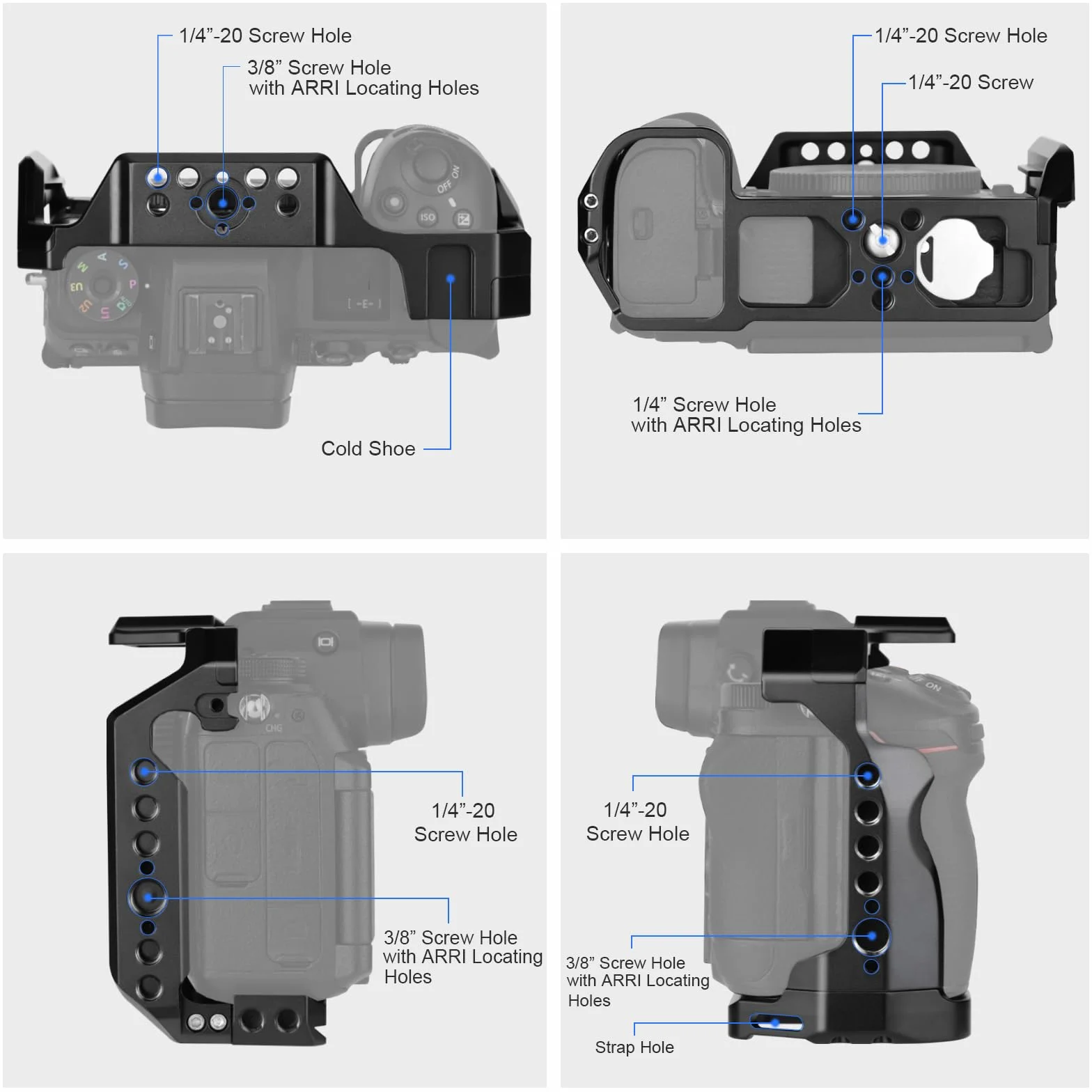 Leftfoto Cage pour appareil photo Nikon Z6III/Z5/Z6/Z7/Z6II/Z7II, cadre de protection avec base Arca, cage vidéo pour prise de vue vidéo Vlog