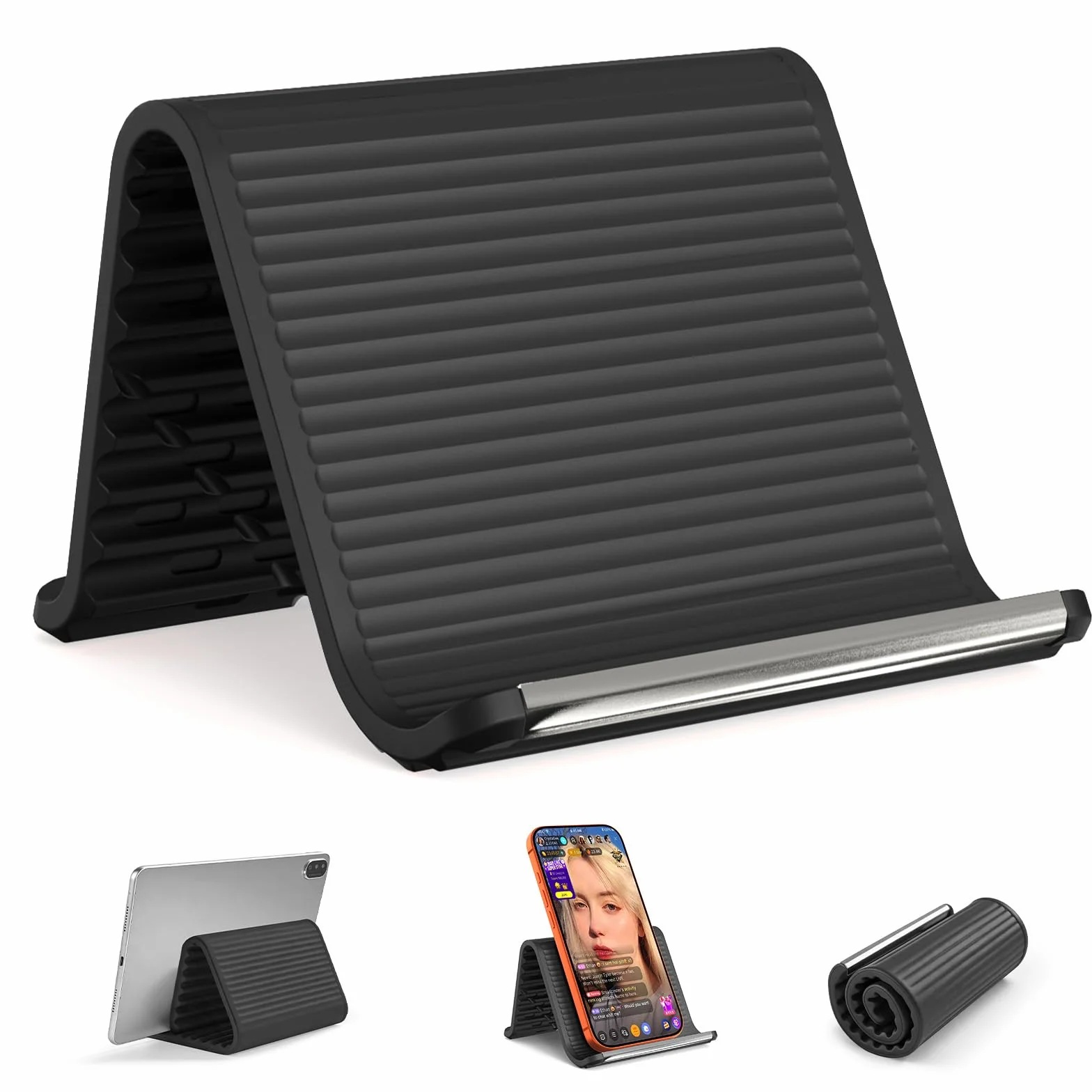 SEANCHEER Support de Téléphone Silicone Souple Pliable Compact Portable Réglable Antidérapant