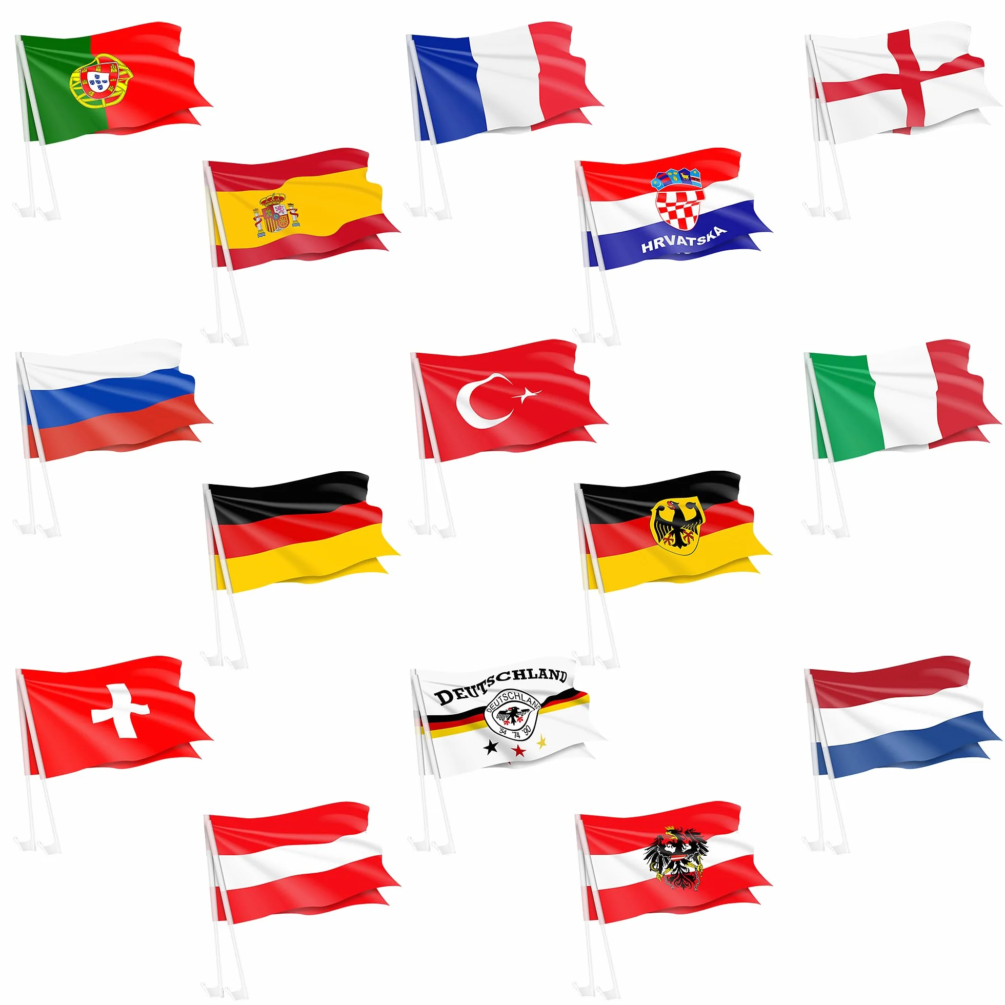 Taffstyle Lot de 2 drapeaux de voiture Portugal - Drapeau supporter Coupe du monde Basketball Handball