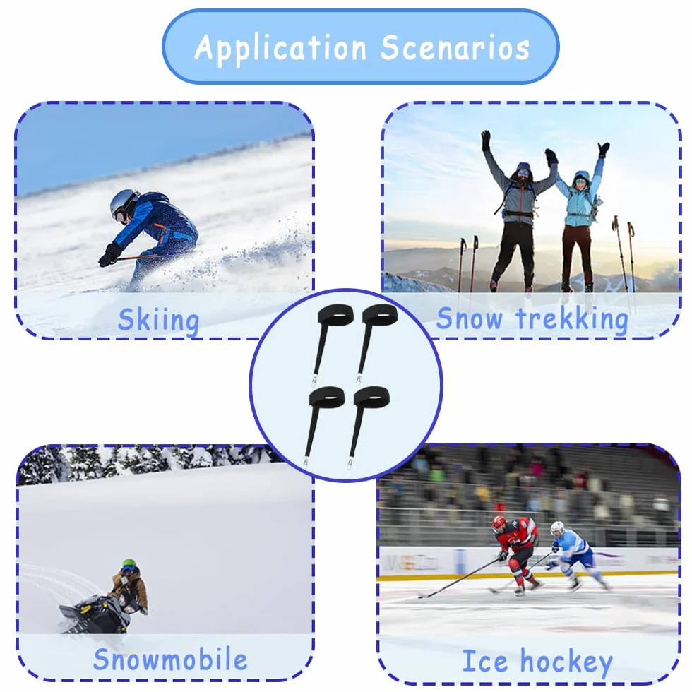 Sangles de Poignet pour Gants de Ski Sangle de Sécurité Réglable Anti-Perte 4 Pièces
