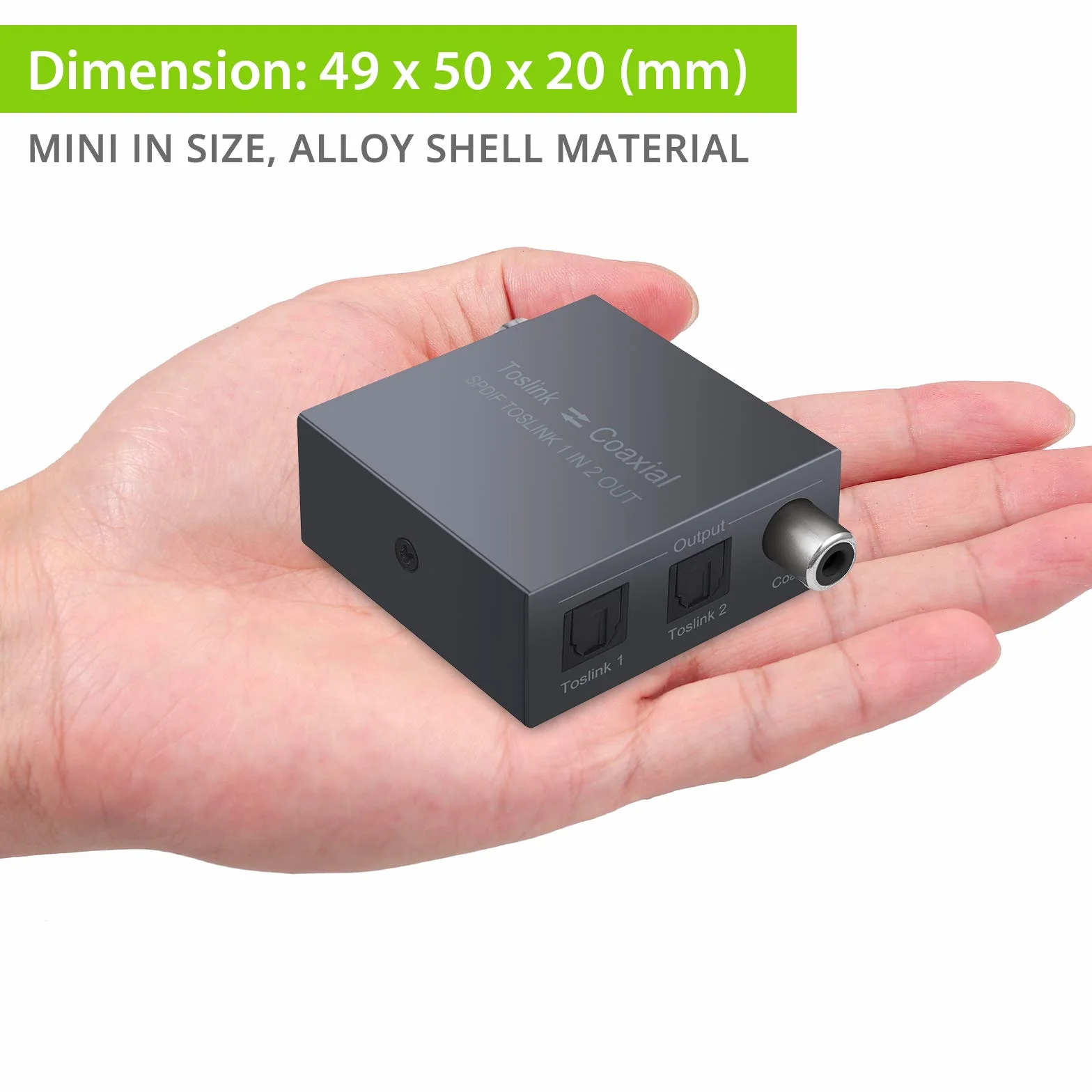 LiNKFOR 192KHz Bidirectionnel Coaxial-Optique Convertisseur Métal avec 1X2 Optique Toslink SPDIF Splitter DTS Dolby AC3 avec Câble Optique/Coaxial Audio Numérique Commutateur pour HDTV PS4 SoundBar