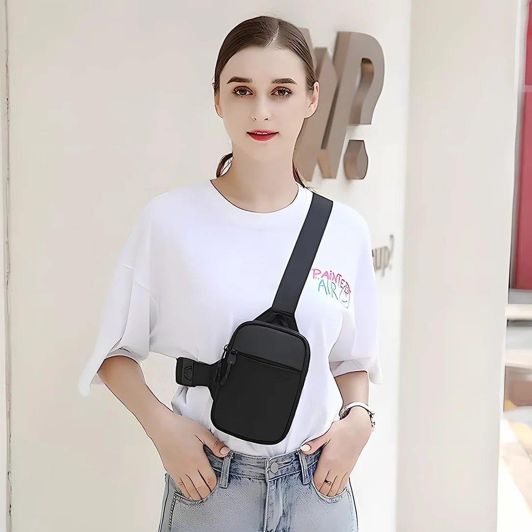 Amacoam Sac Bandoulière étanche Sport Sling Crossbody Nylon Noir 7.5"