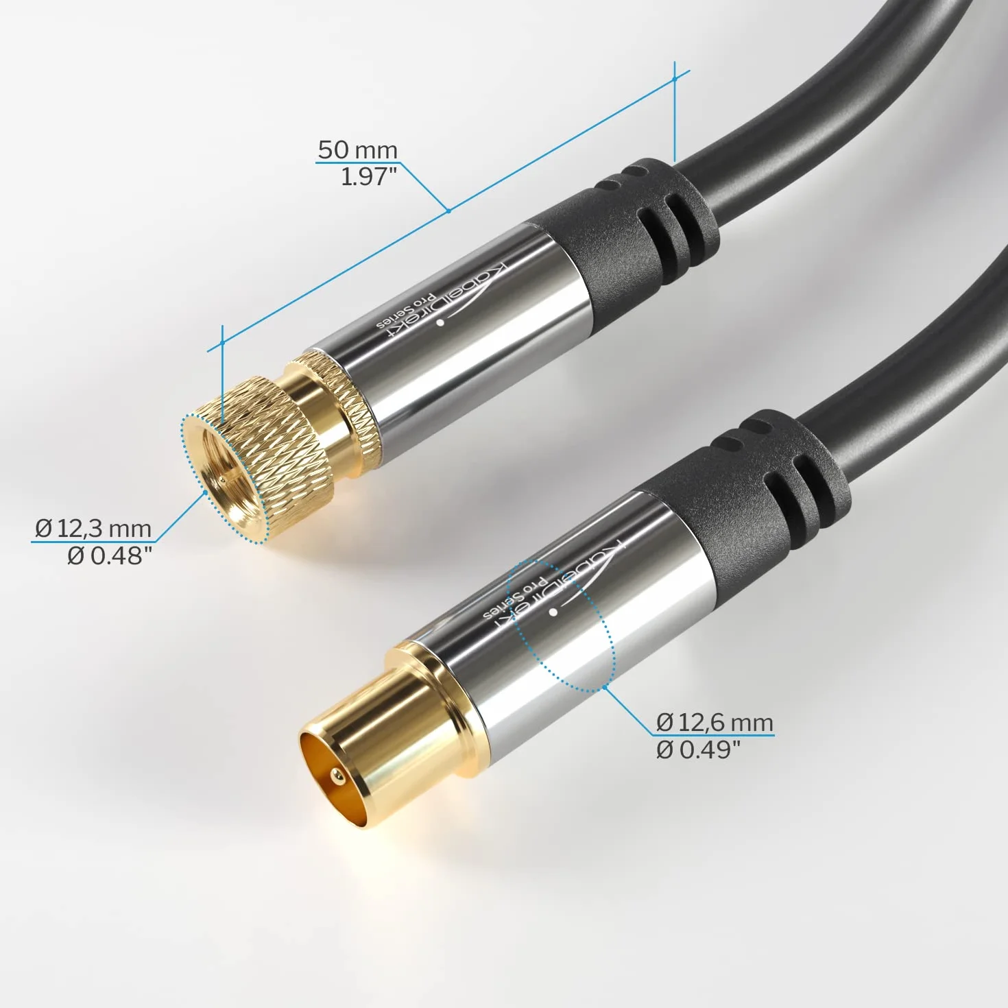 KabelDirekt – 7,5m Câble HDTV SAT/TV (75 ohms, connecteur F > connecteur coaxial, câble coaxial, TV, HDTV, radio, DVB-T2, DVB-C, DVB-S)