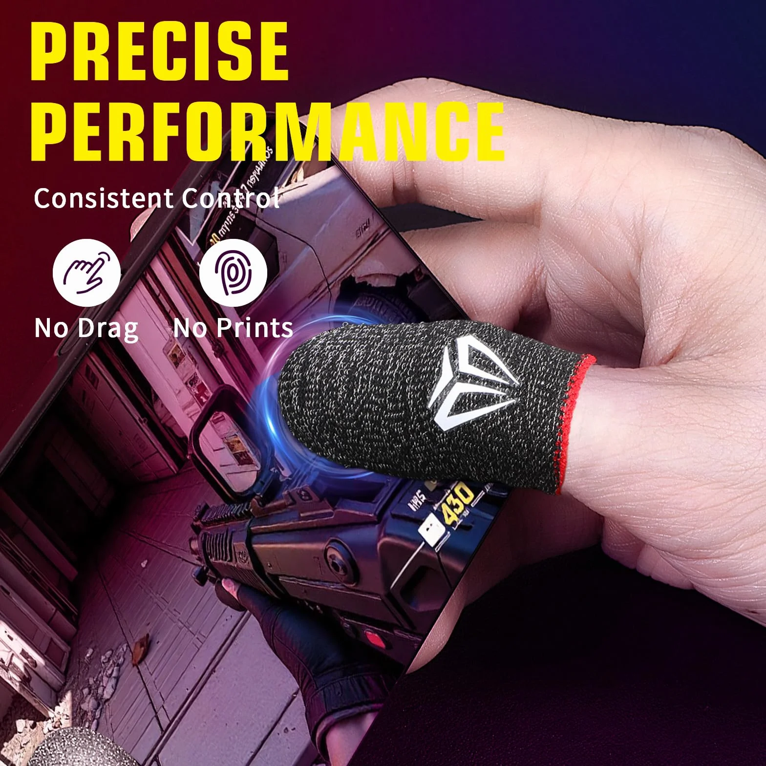 Sibba Lot de 4 manchons de doigt de jeu pour écran tactile - Manchons en fibres argentées - Pour jeu mobile - Manchons de pouce - Gants soyeux et anti-transpiration - Respirants - Protège-doigts