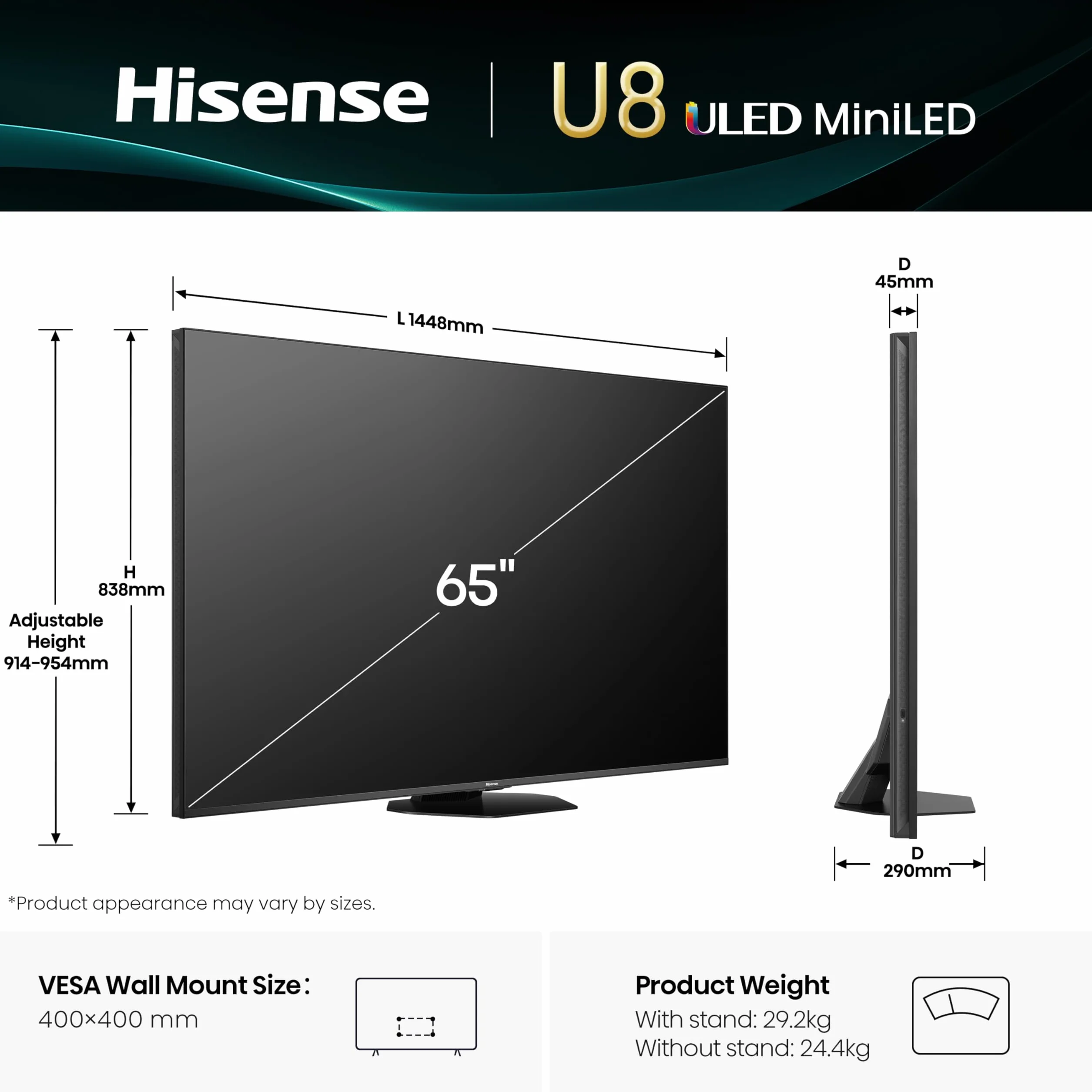 65 U8Q MINI LED 4K UHD SMART 165HZ