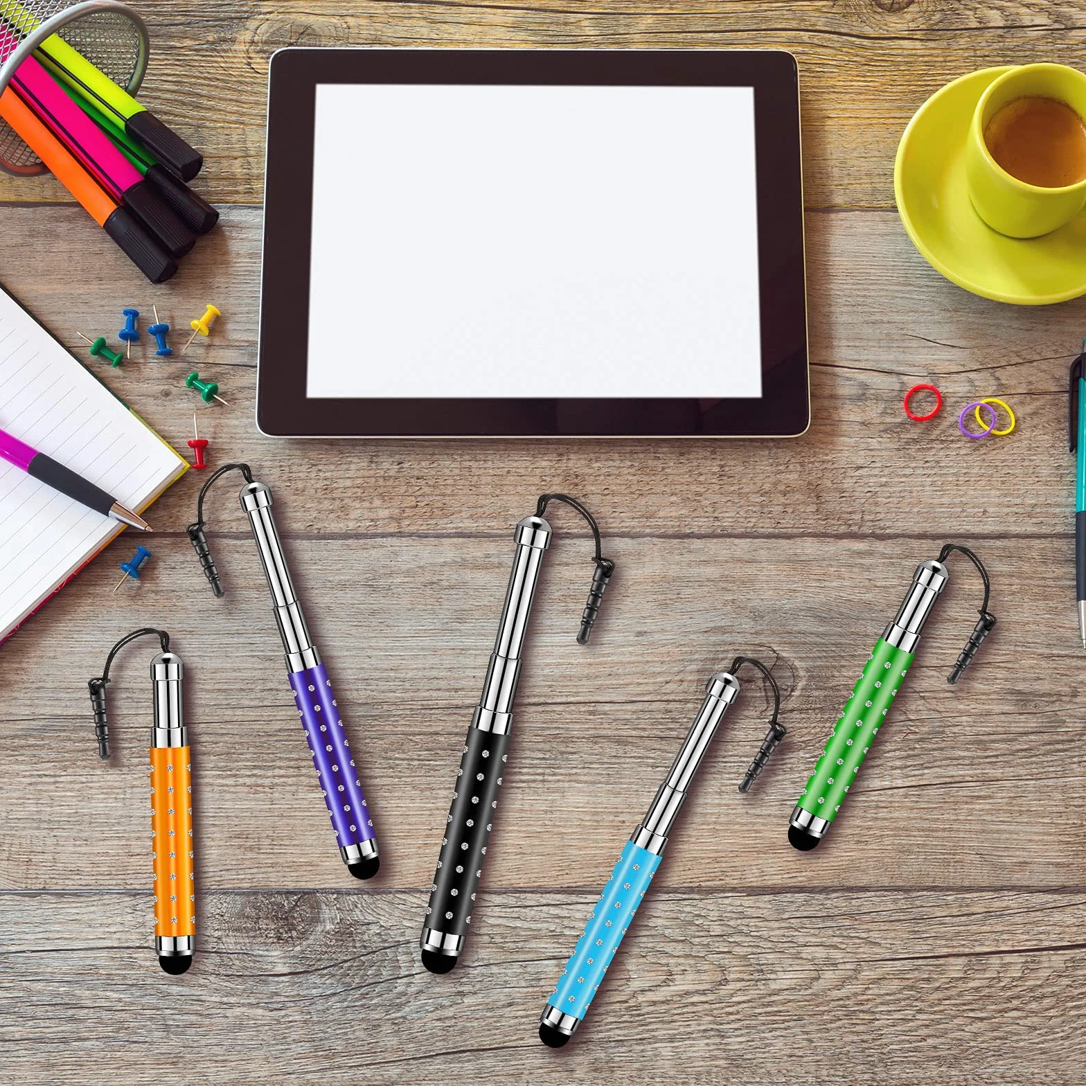Weewooday 5 Stylets pour Écran Tactile Stylet Tactile capacitif Rétractables Stylo Capacitif Universel pour la Plupart des Appareils Intelligents, Téléphones