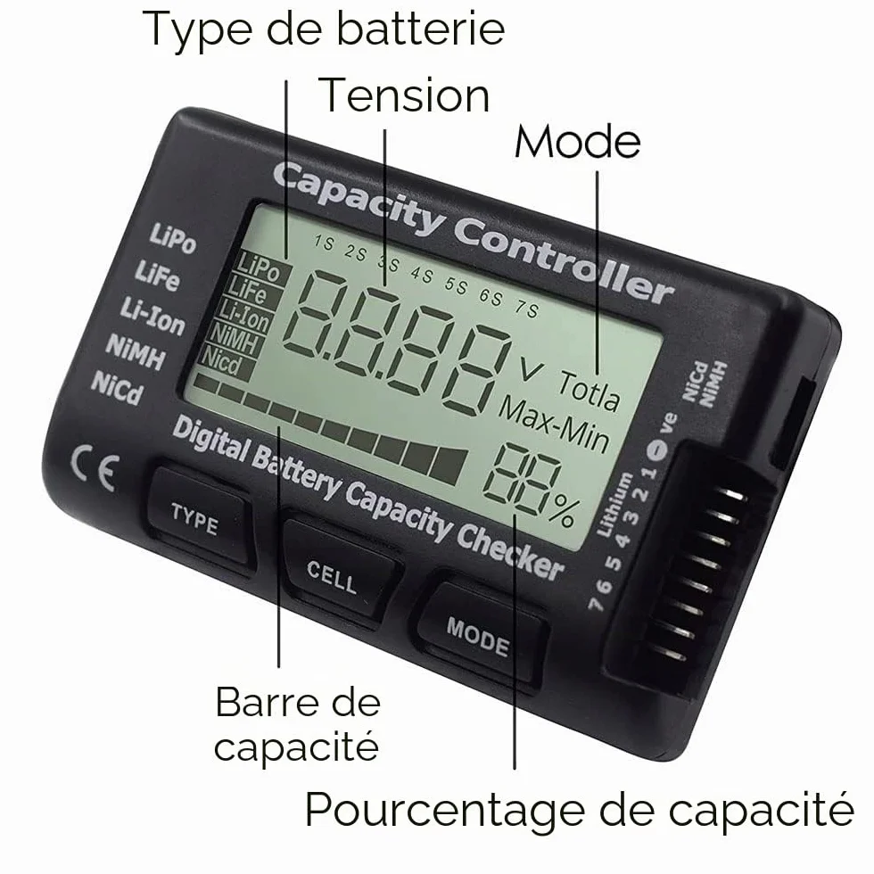 RC CellMeter-7 Contrôleur Testeur de Capacité de Batterie Numérique pour LiPo LiFe Li-ion NiMH NiCd