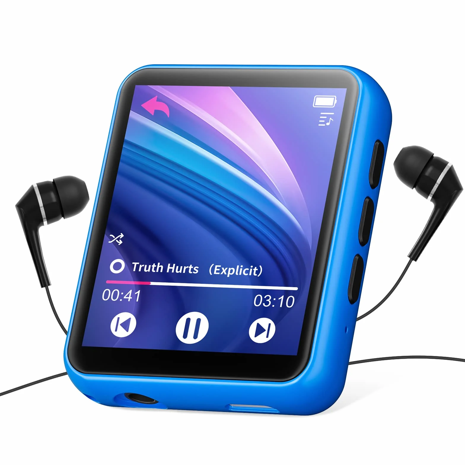 Lecteur MP3 Bluetooth 5.0 32 Go avec écran tactile complet, lecteur de musique Hi-Fi sans perte avec boîtier en métal, avec radio FM, haut-parleur, enregistrement ligne, prise en charge jusqu'à 128 Go