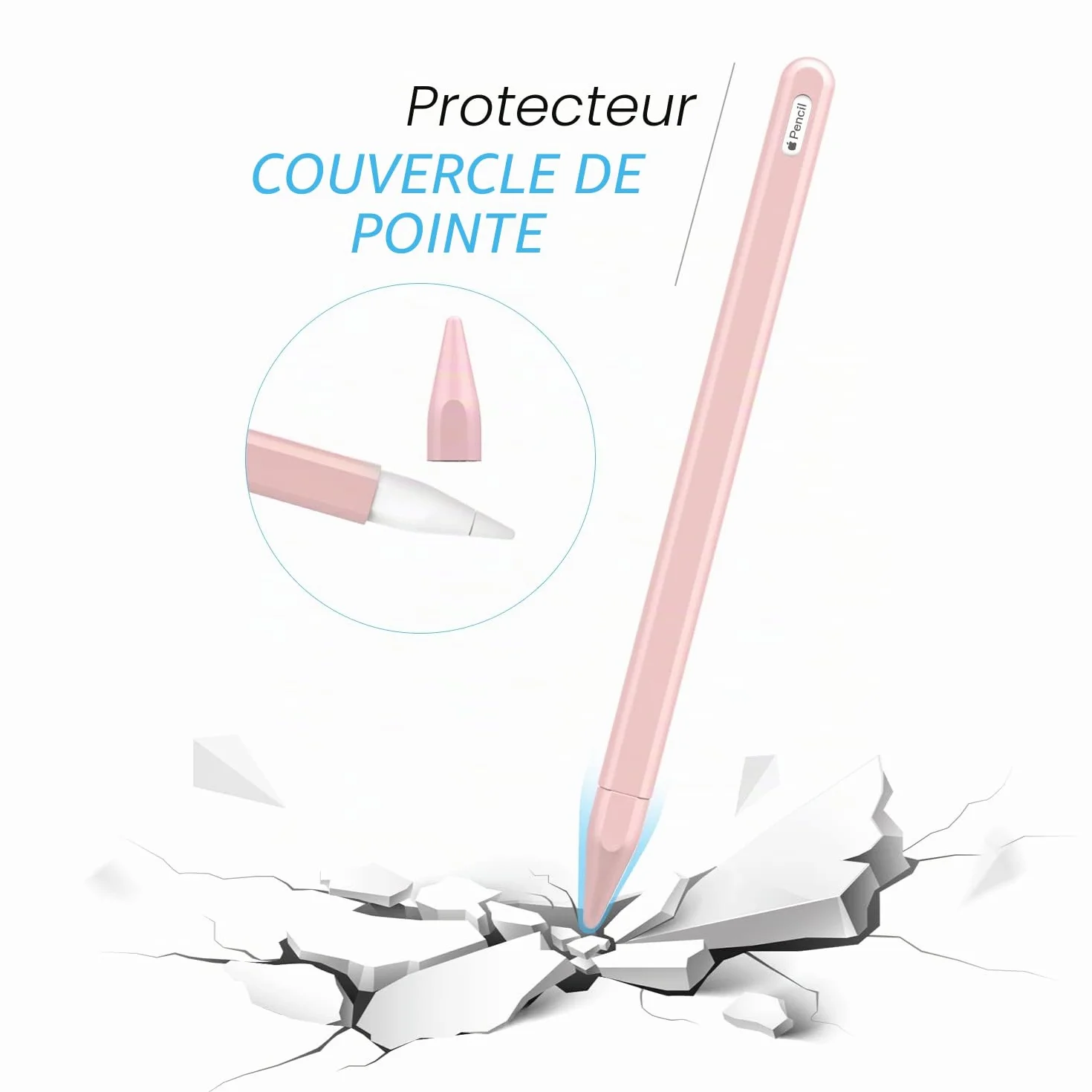 Moko Coque Compatible avec iPad iPencil 2e Génération, Étui Housse de Protection pour Stylet en Silicone, Cover de Stylet avec Pointes de Rechange et Clip Intégré - Rose Clair