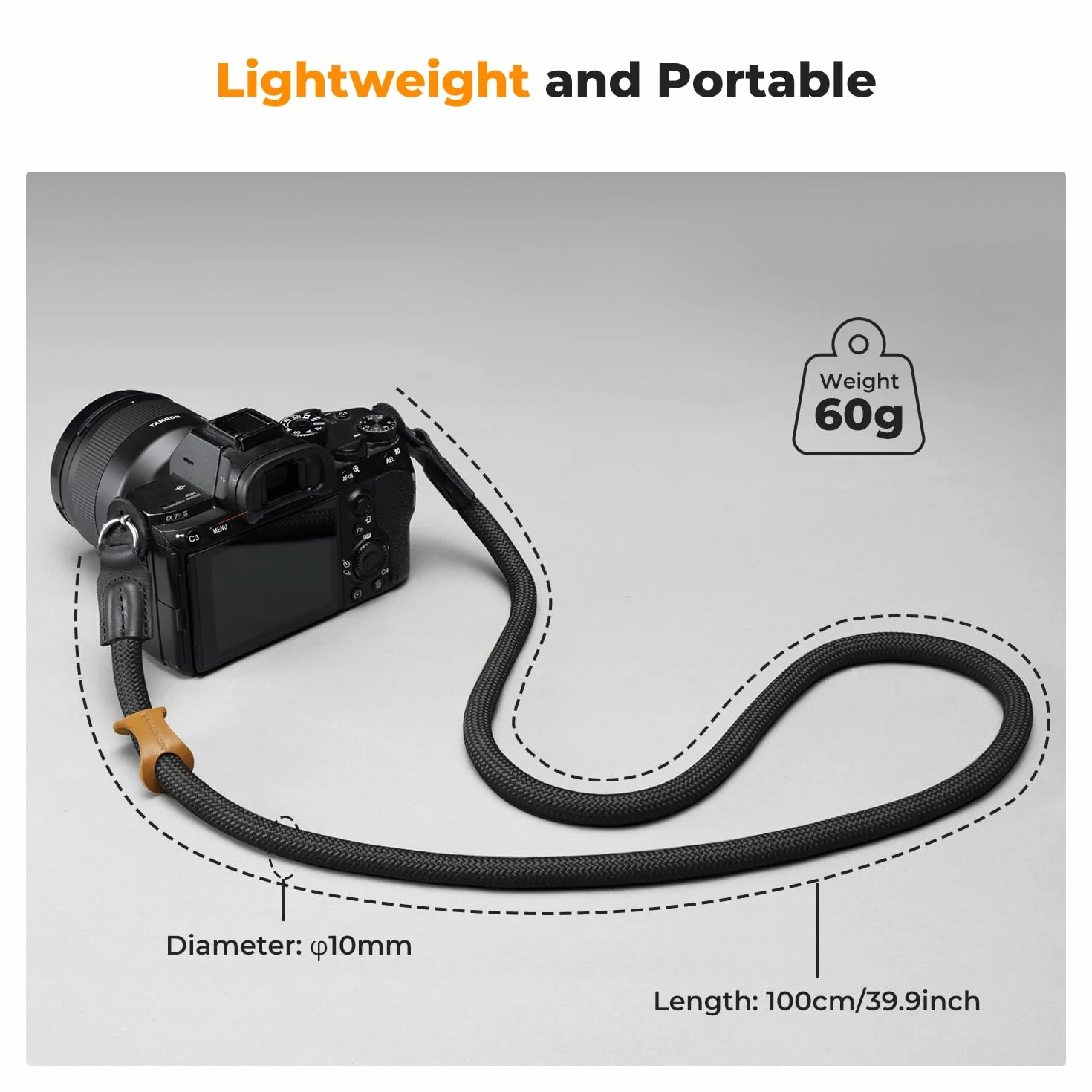 K&F CONCEPT sangle appareil photo, Courroie de cou pour appareil photo en nylon, cordon d'épaule résistant à l'usure, 100 cm