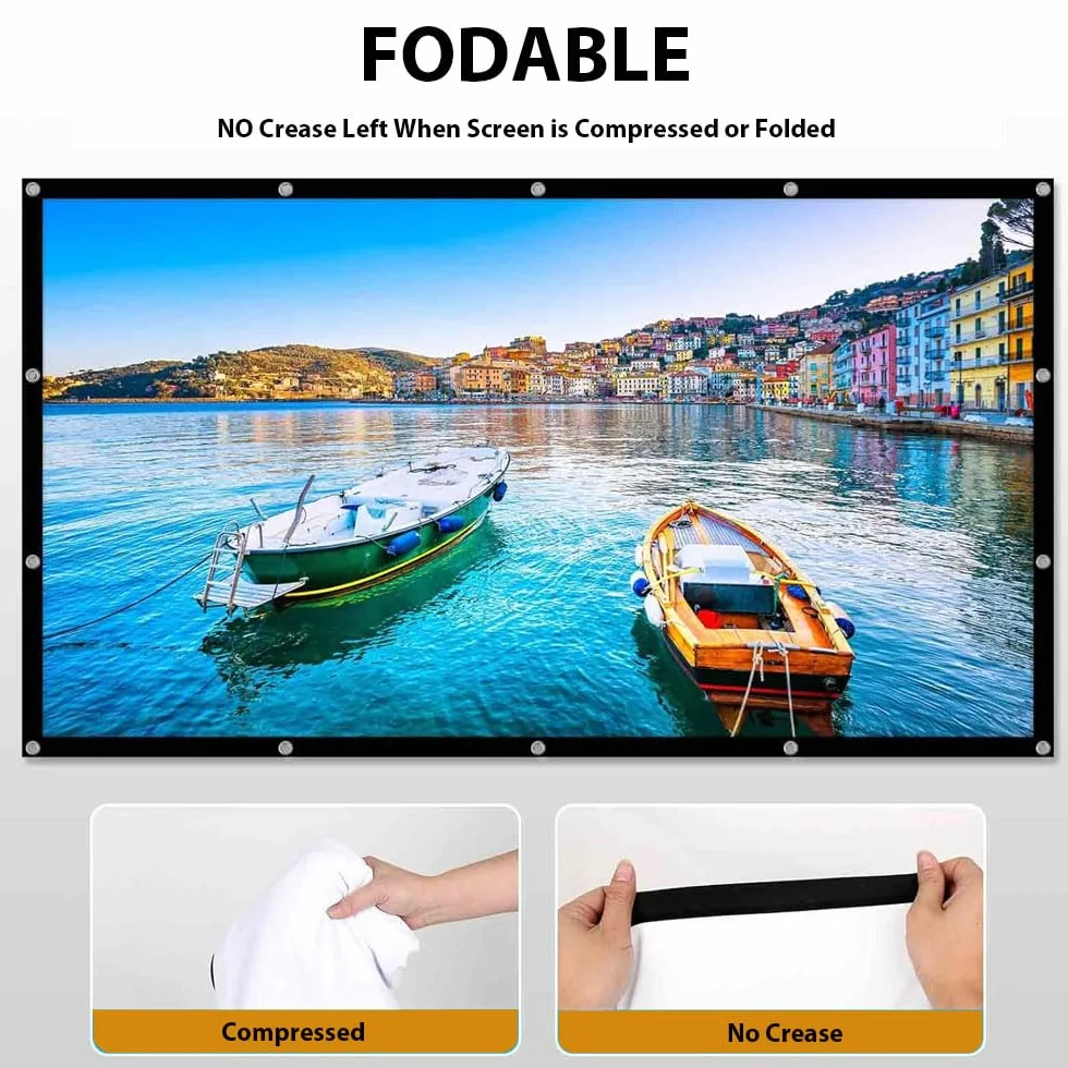 YiYunTE Écran de Projection 60 Pouces 16:9 HD Portable Pliable Extérieur Intérieur