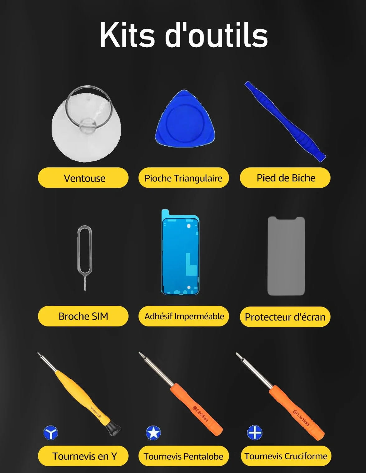 bokman Écran pour iPhone XS Max (6,5"), Écran LCD de Rechange et Numériseur Tactile avec Kit d'Outils de Réparation, Remplacement Vitre Avant (Modèles A1921, A2101, A2102, A2103, A2104)