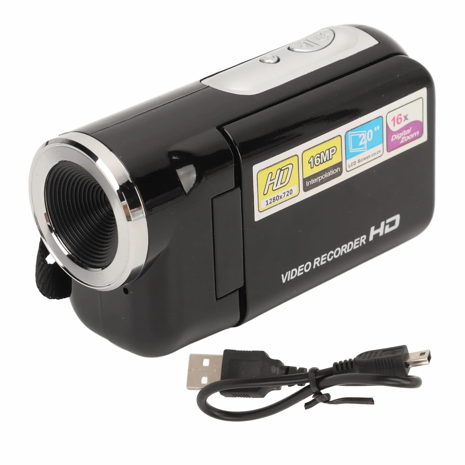 Goshyda Caméscope pour Enfants 1080P HD 16x 16MP Caméra Vidéo Numérique avec écran 2 Pouces, Facile à Utiliser pour Les Enfants
