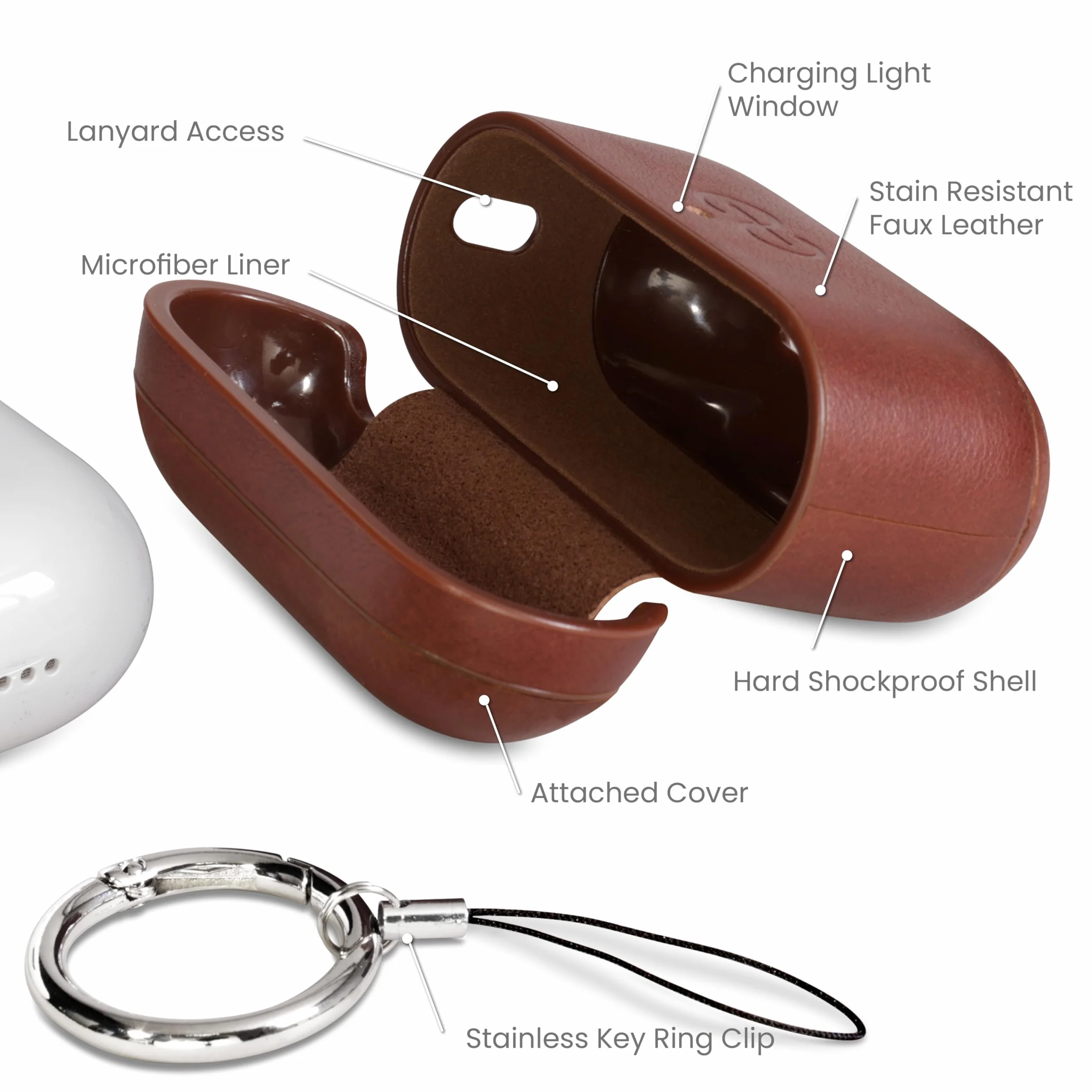 Coque AirPods Pro 3 Cuir véritable MagSafe Effet Reveal Motion [Om:Chestnut]