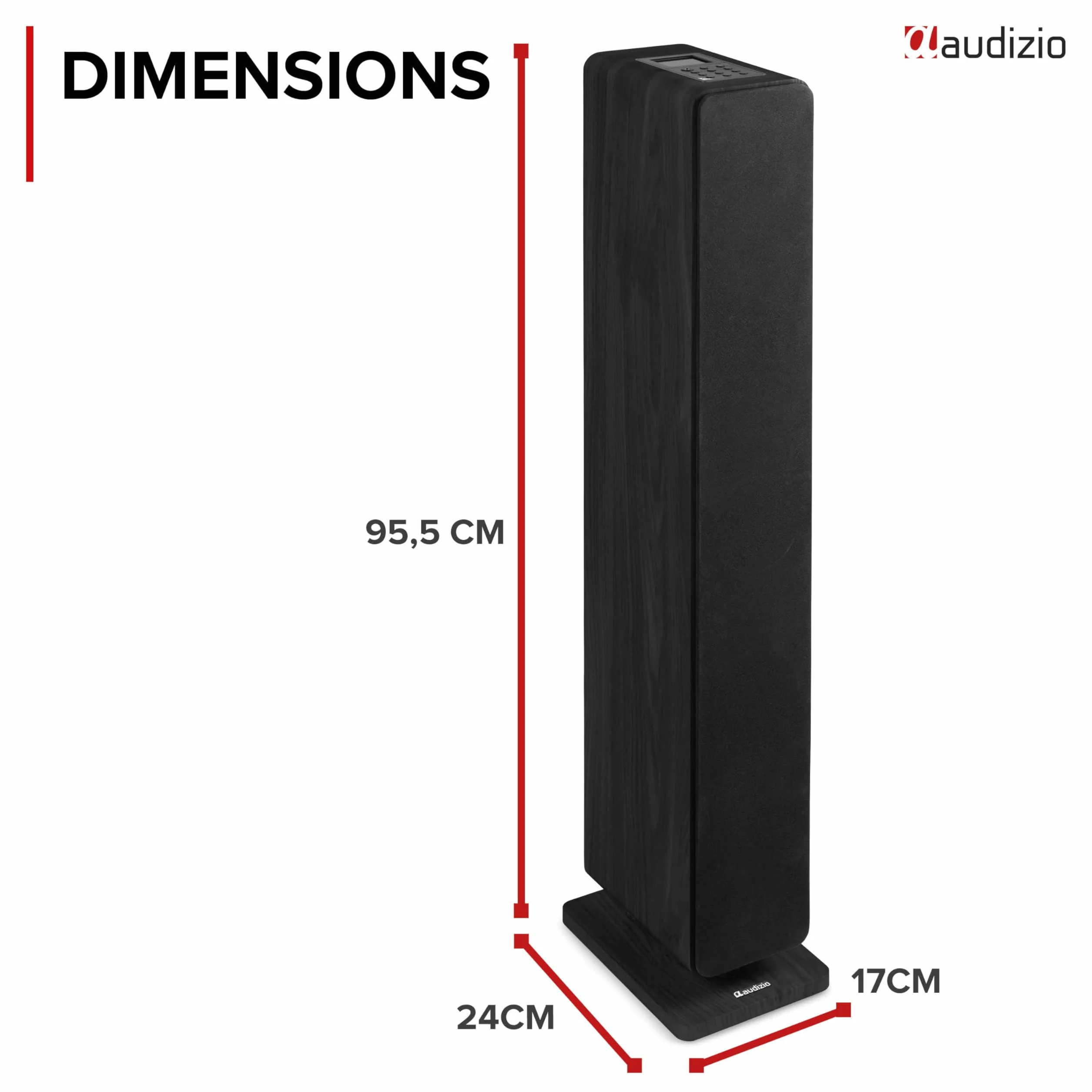 Audizio ARCO Tour de Son Hi-FI Stéréo 320W Noire - Pack Enceintes Colonnes Active + Passive avec BT, USB et Optique Tour de Son Design pour Salon, TV et Musique
