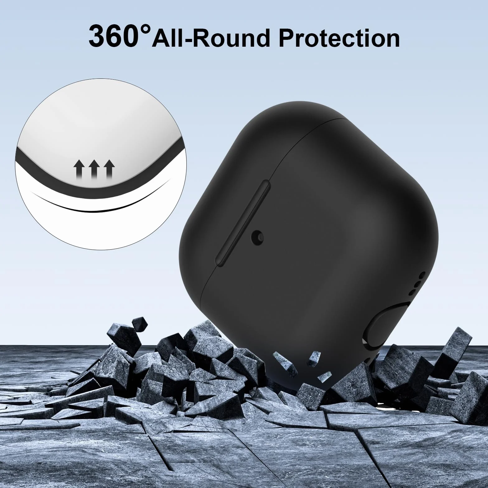 Coque Compatible avec Airpods 4 (2024), Housse Étui Protection Antichoc Anti-Rayures en Silicone Case Cover pour AirPods 4ᵉ Génération Housse, LED Avant Visible, Noir