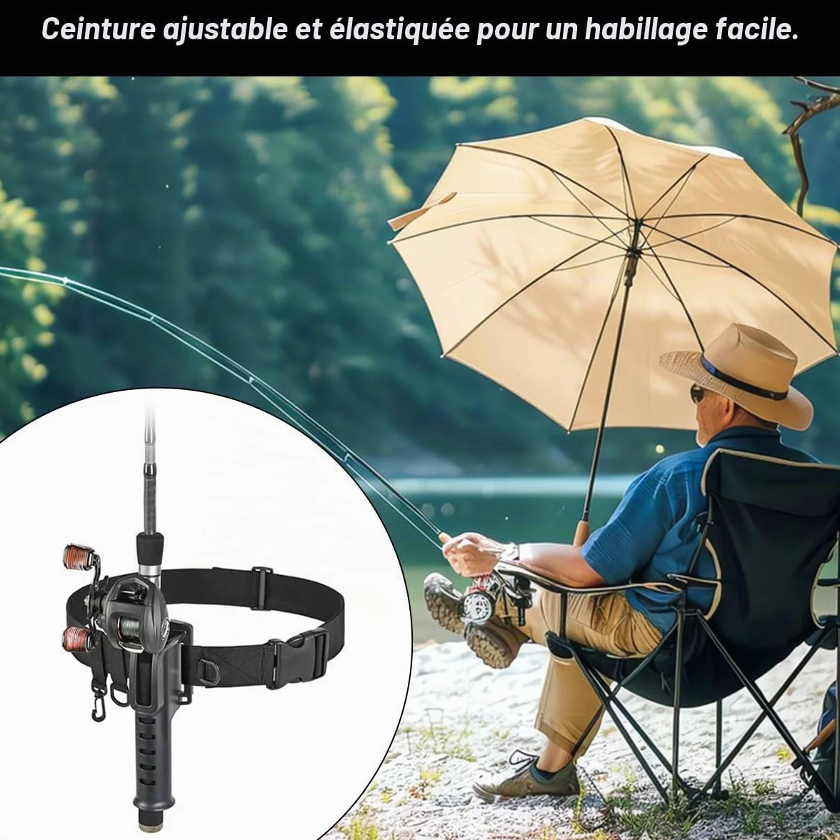 Ceinture de Pêche Réglable avec Anneaux en D, Support de Canne Portable