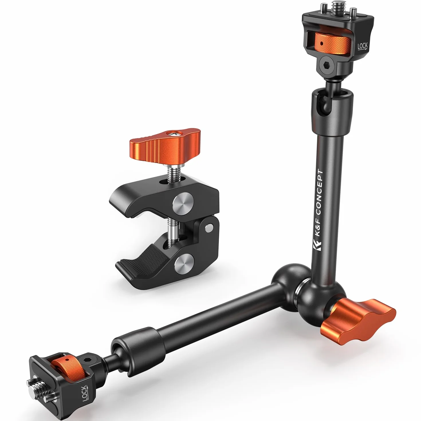 K&F CONCEPT Bras Magique 11 Pouce avec Pince Super Clamp et Vis 1/4'' 3/8'', Support Articulé Réglable pour Moniteur, Appareil Photo, Lumière LED, Microphone, Trépied Vidéo